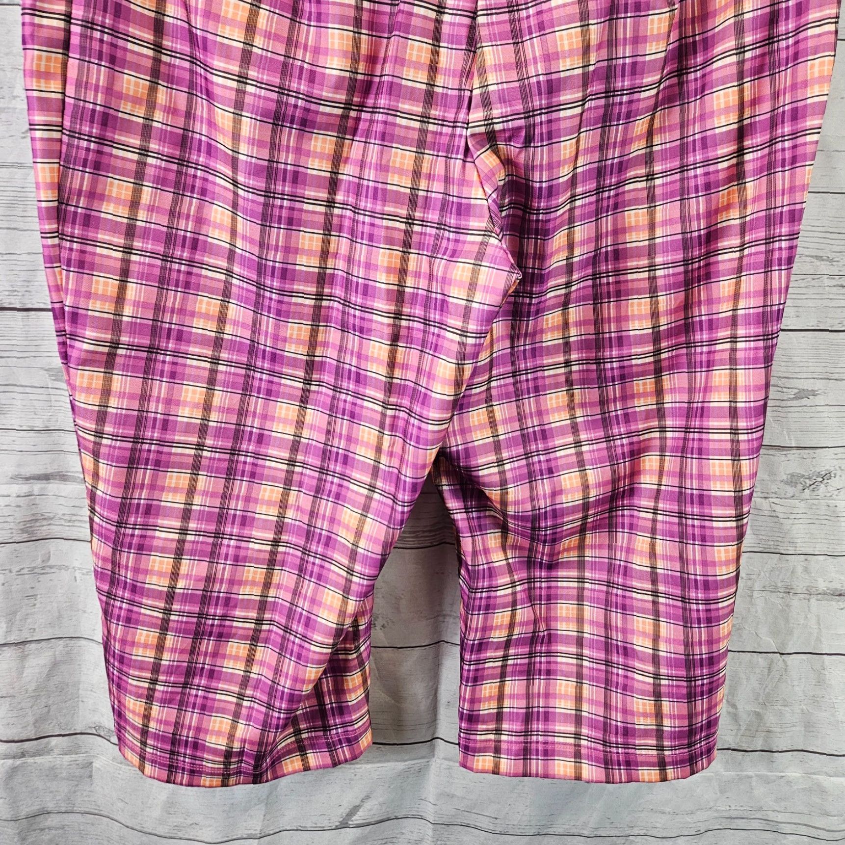 Vintage Tail Women's Capri Pants Sz 10 Plaid High Rise Purple Orange - Polyester, Flat Front, Regular Rise, Tail Brand, 10, Womens, Pants Size 32" / US 10 / IT 46 - 5 Thumbnail