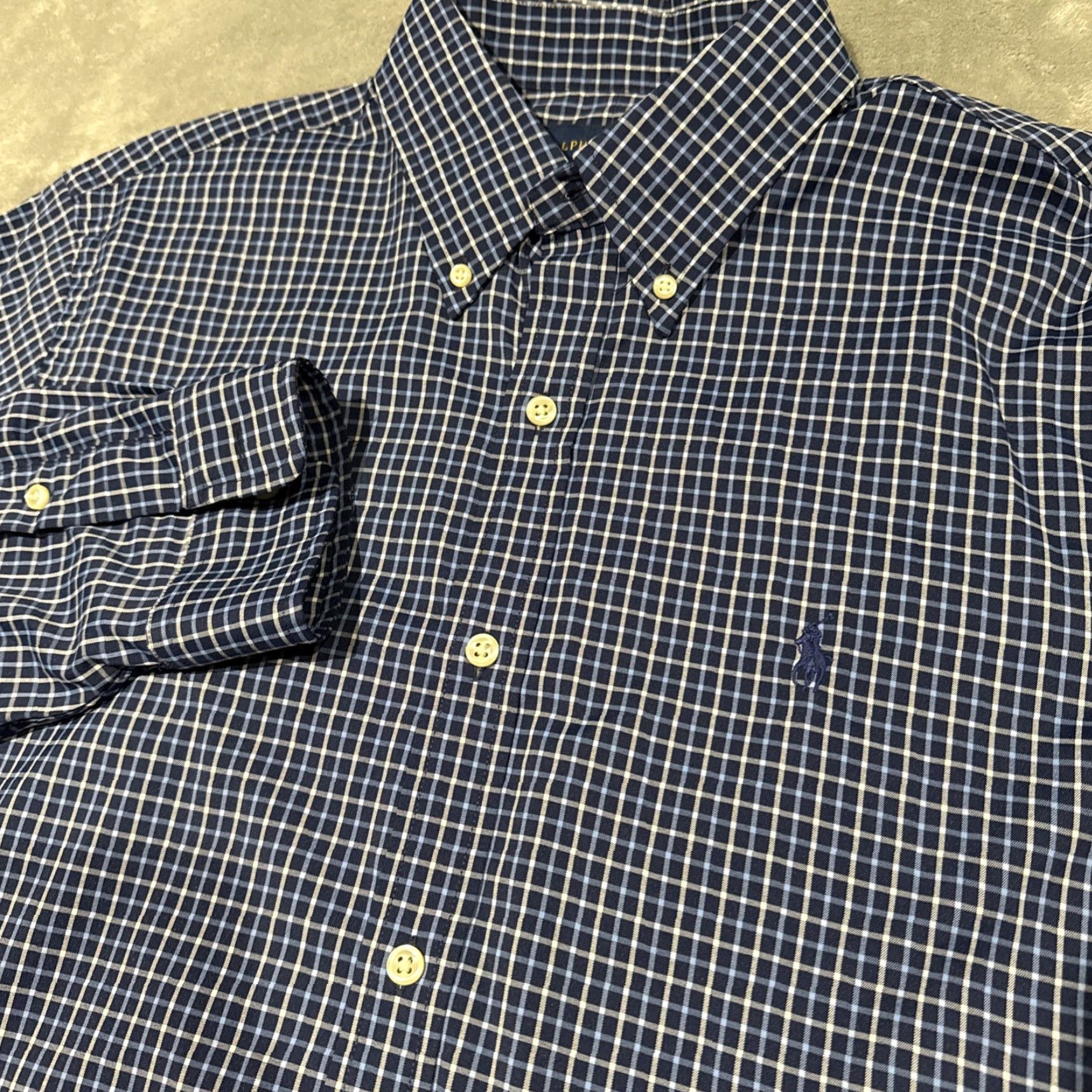 Ralph Lauren Ralph Lauren Performance Shirt Mens Large Blue Plaid Long Sleeve Button Slim Fit Size US L / EU 52-54 / 3 - 2 Thumbnail