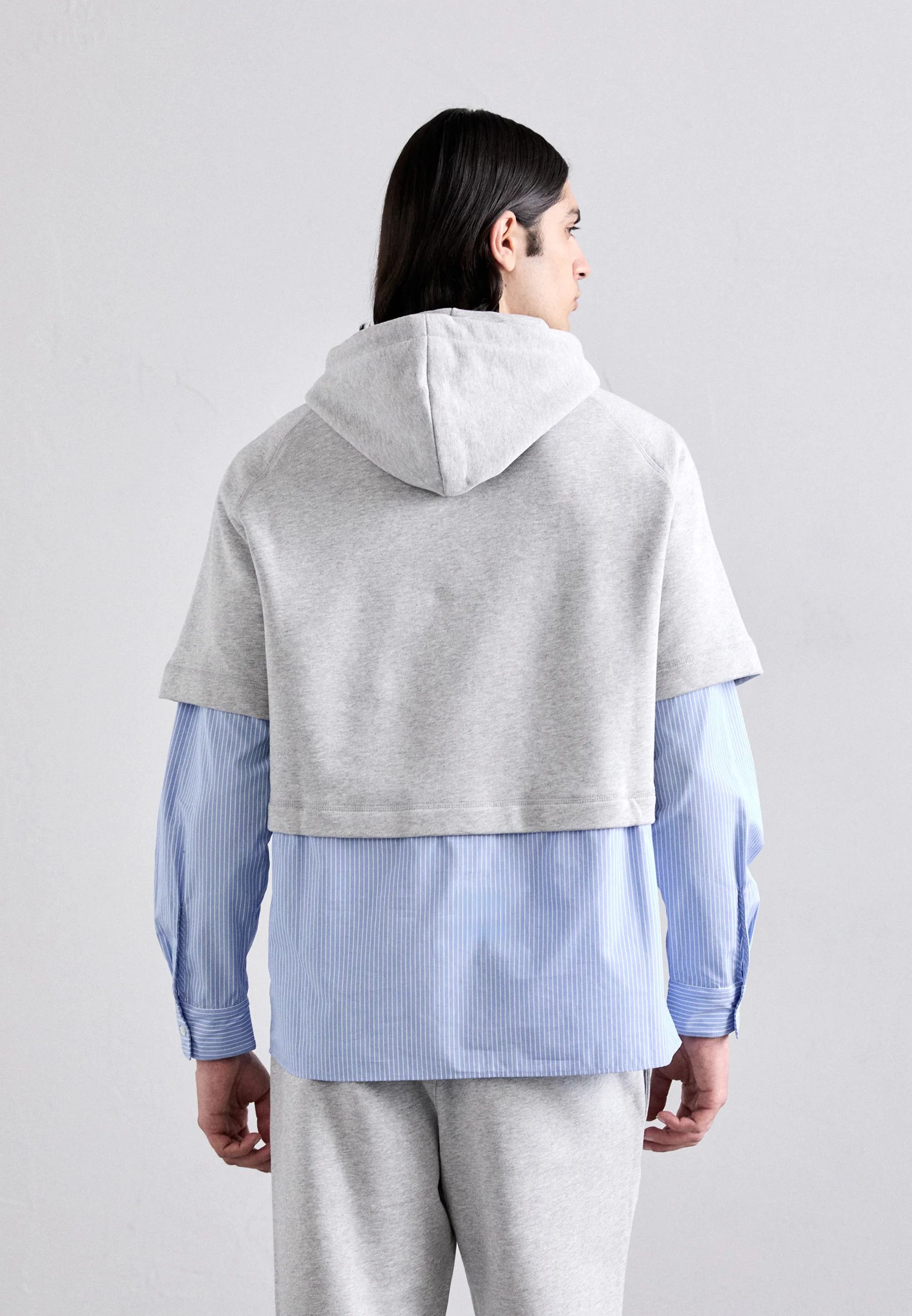 Moschino o1s22i1n0924 Hybrid Hooded Sweatshirt in Grey/Light Blue Size US M / EU 48-50 / 2 - 4 Thumbnail