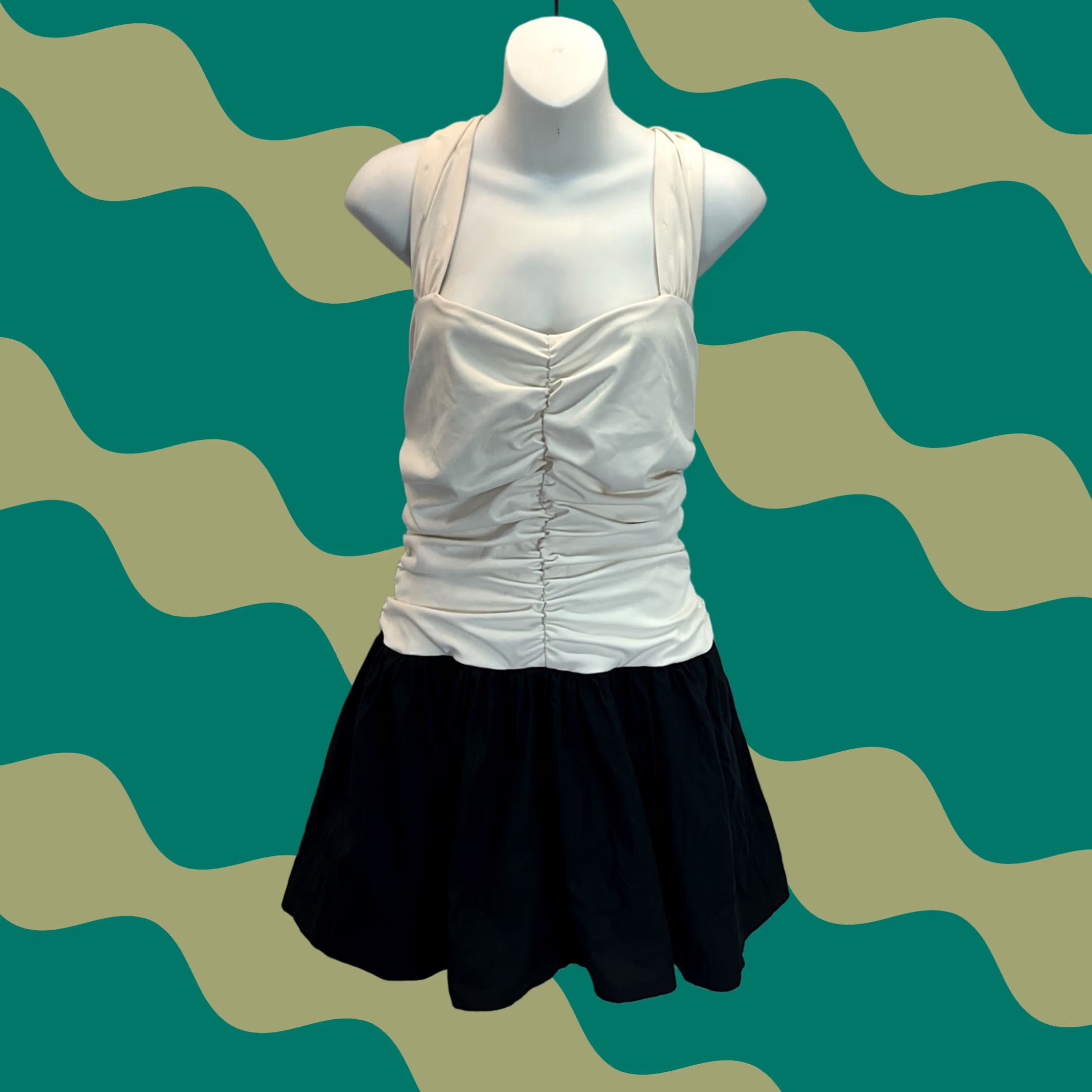 maeve twofer halter mini dress Anthropologie Anthropologie Petites MEDIUM Black & White NWT Traced from Fabric to Final