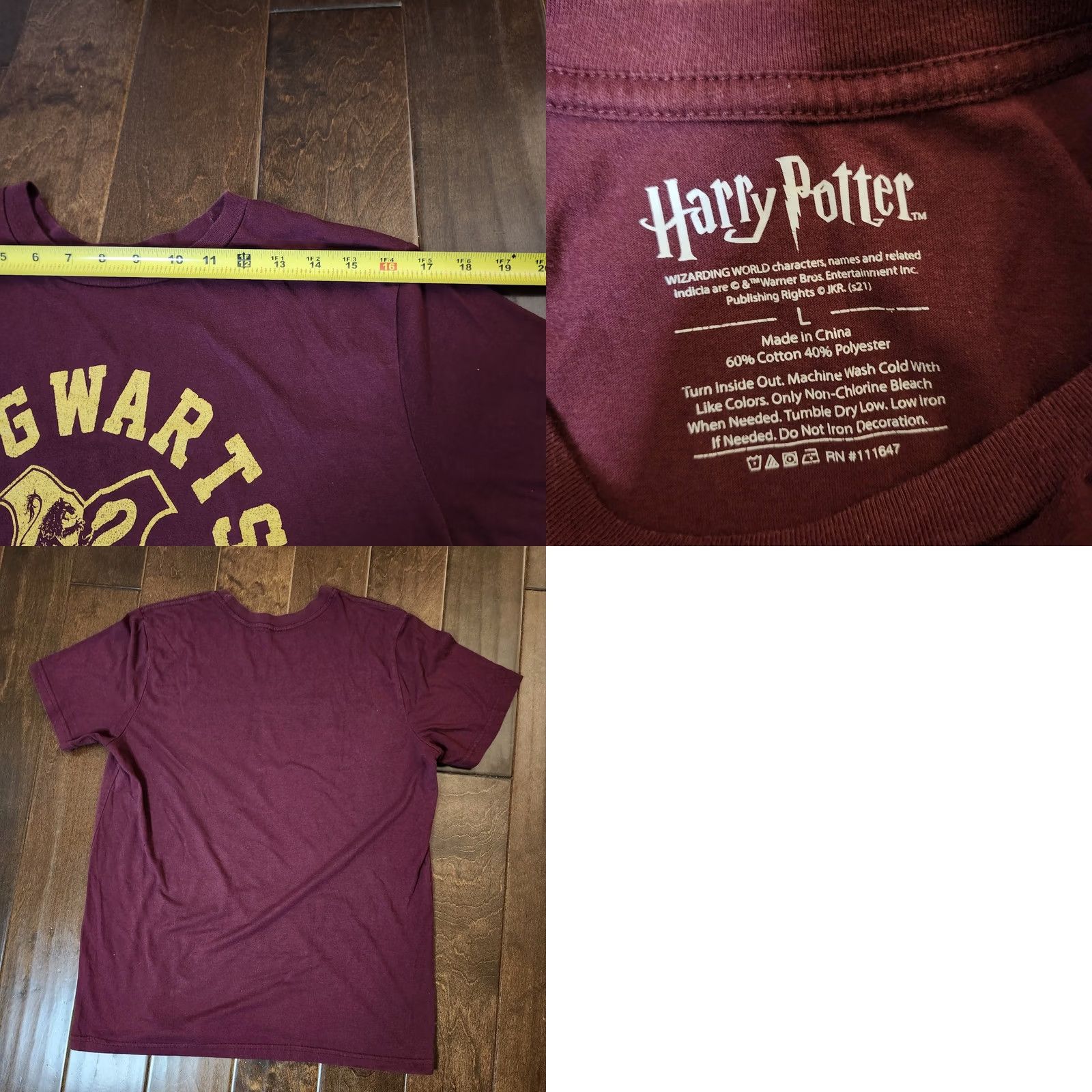 Vintage Harry Potter Shirt Mens Medium Hogwarts Alumni Seven Times Six Burgandy 100% Cotton Crewneck Short Sleeve T-Shirt Fall M Size US M / EU 48-50 / 2 - 8 Thumbnail