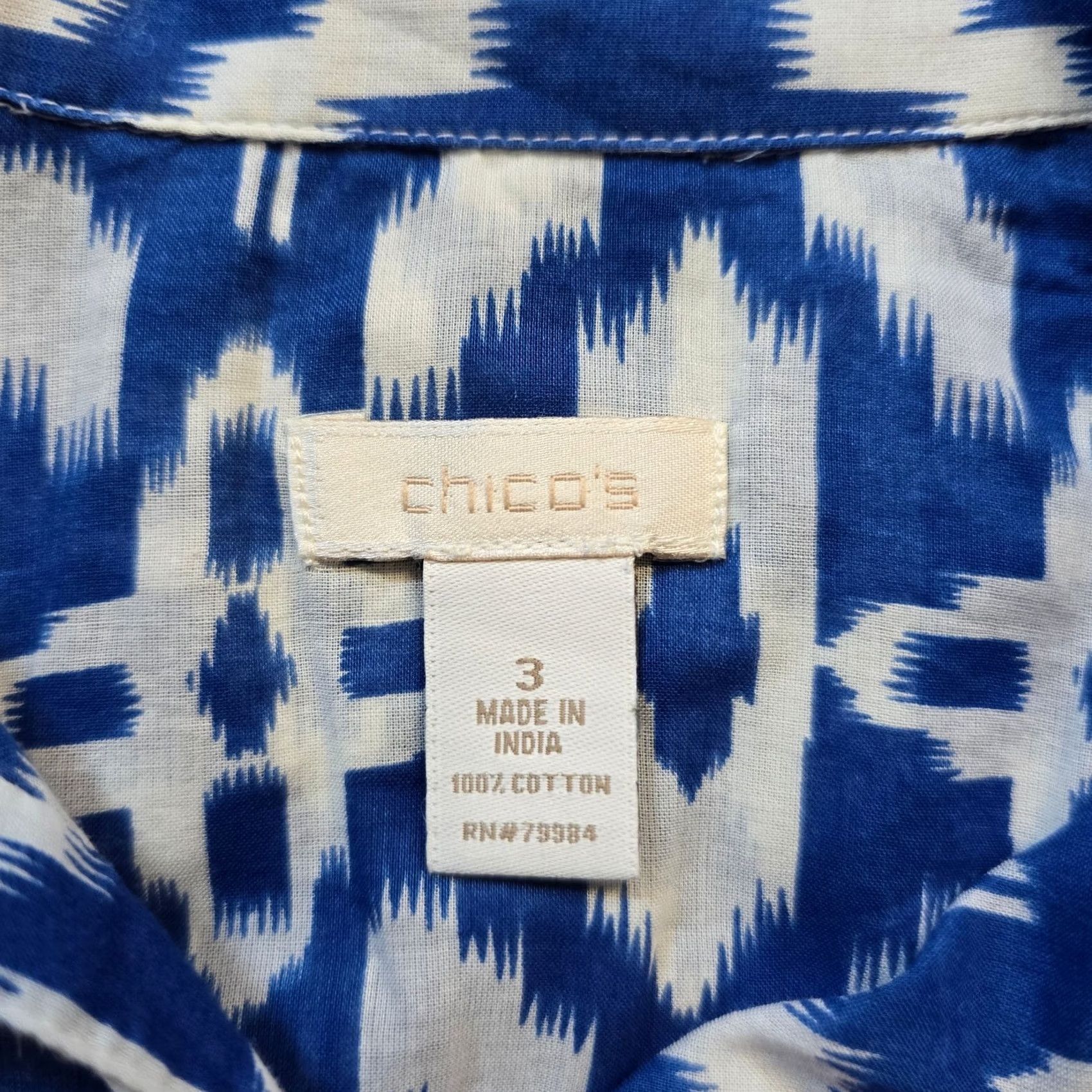 Vintage Chicos Button Up Women Size XL Blue Southwest Argyle Casual Workwear Size XL / US 12-14 / IT 48-50 - 3 Thumbnail