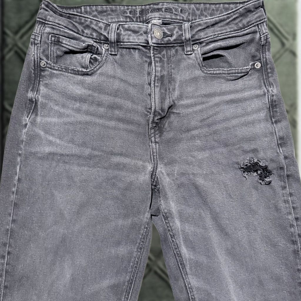 American Eagle Outfitters American Eagle Skinny Jeans Women Gray Denim Distress Stretch - 8 Long Size 30" / US 8 / IT 44 - 1 Thumbnail
