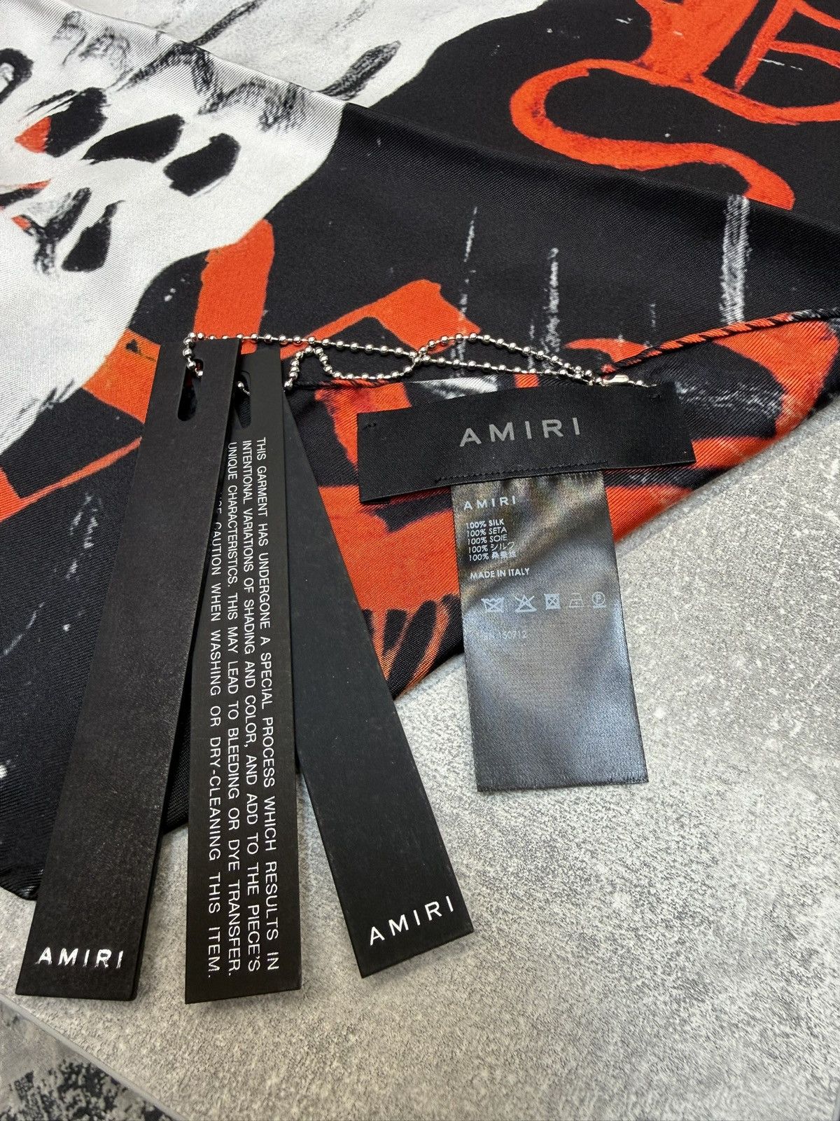 Amiri × Wes Lang Amiri x Wes Lang Skull Writing Silk Scarf. BNWT. RRP £525 Size ONE SIZE - 2 Thumbnail