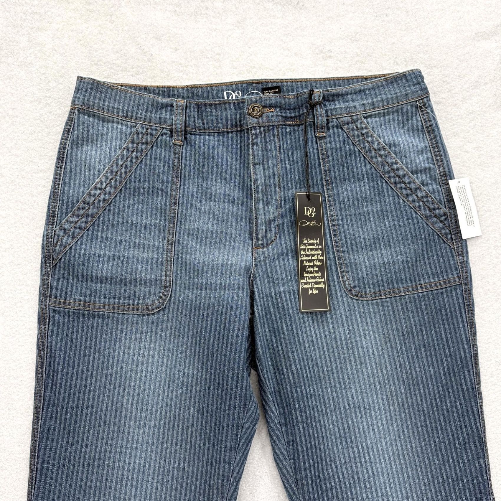 Vintage Diane Gilman DG2 Tapered Jeans Womens 16 Blue Striped Denim High Rise Jogger NWT Size 38" / US 16 / IT 52 - 2 Thumbnail