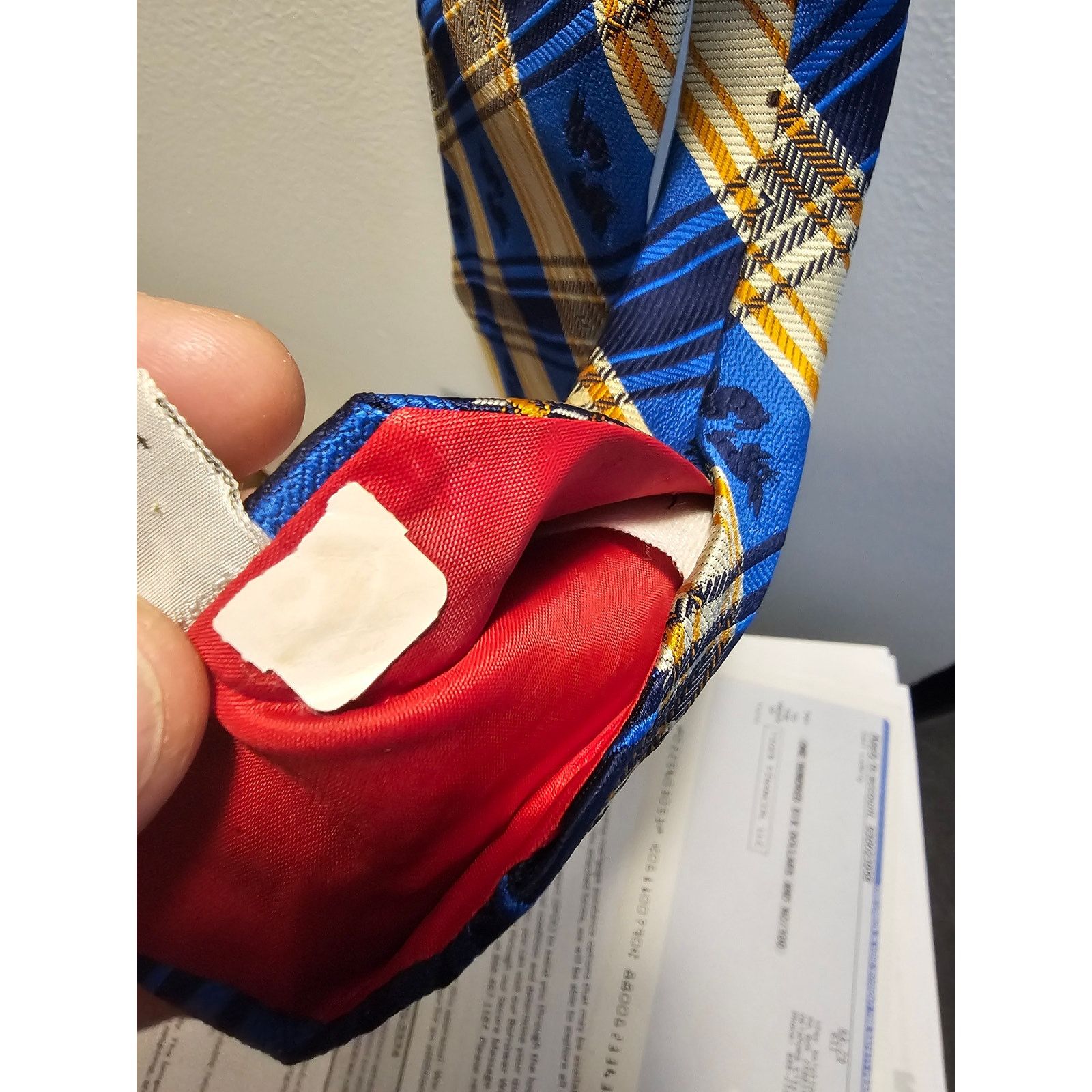 Other Vintage Men's Necktie - Blue/Orange w/Bunnies/Rabbits - 55" Size ONE SIZE - 6 Thumbnail