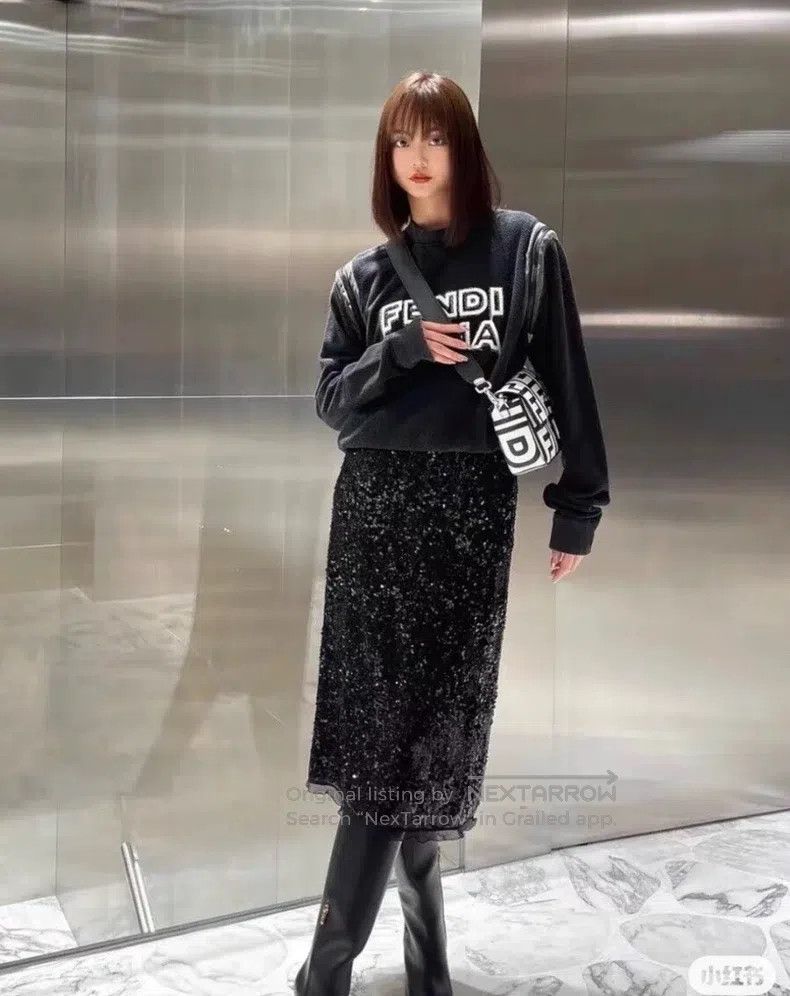 Fendi Fendi Fully Sequined Black Skirt Size 24" / US 00 / IT 34 - 9 Thumbnail