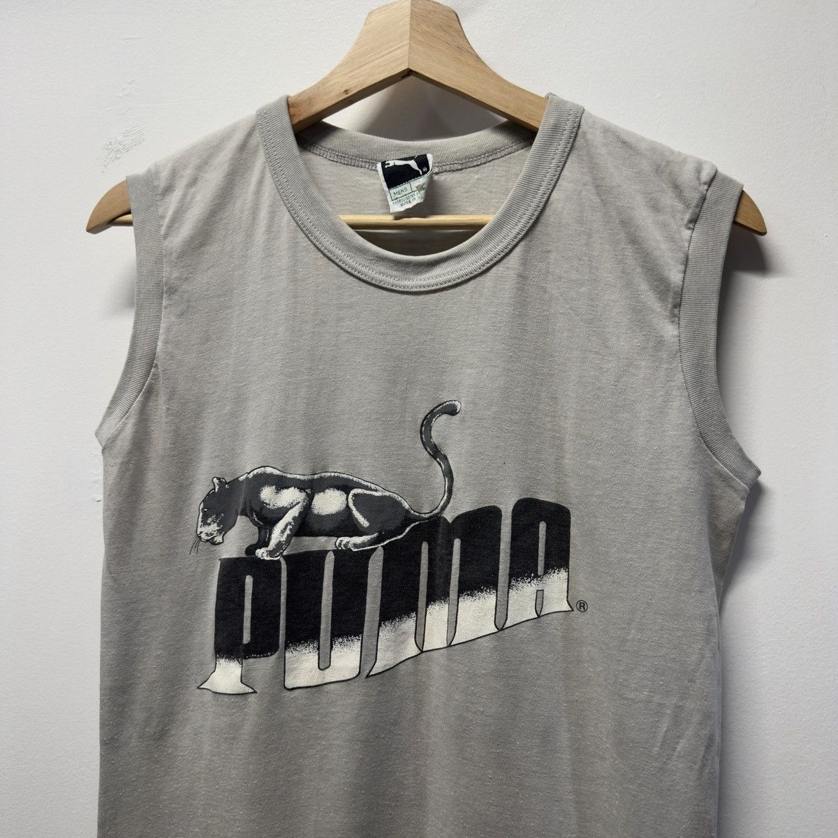 Vintage 90s Puma Cat Tank Shirt Faded Paper Thin Distressed Size US M / EU 48-50 / 2 - 4 Thumbnail