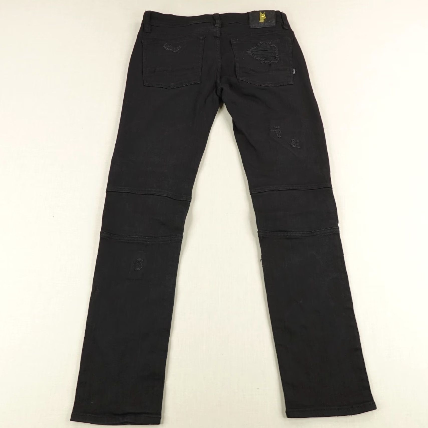 Denime Makobi Slim Fit Jeans Mens 30x32 Black Denim Distressed Stretch Pockets Size US 30 / EU 46 - 4 Thumbnail