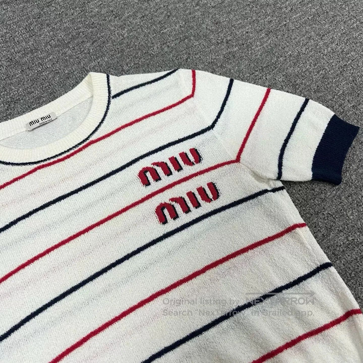 Miu Miu Miu Miu Logo Striped Knit Short Sleeve. Size S / US 4 / IT 40 - 4 Thumbnail