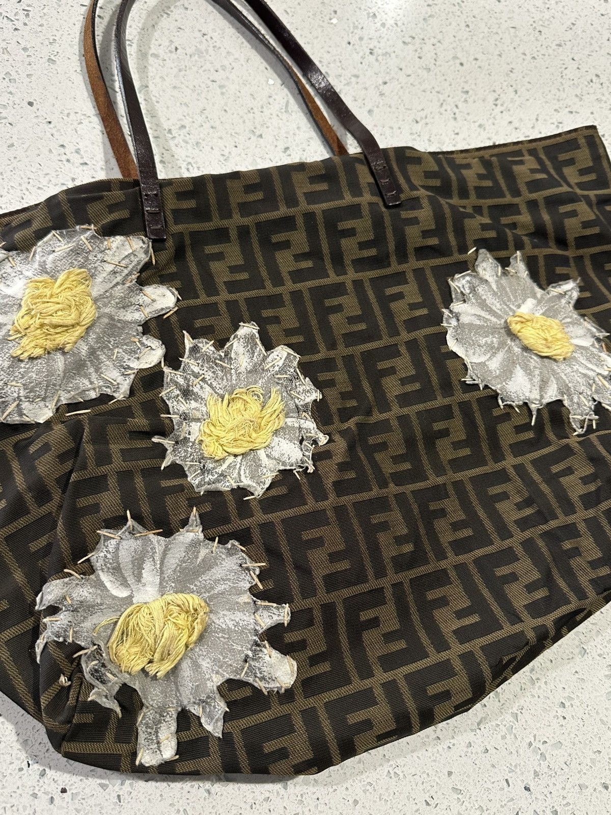 Fendi Zucca Canvas Flower Tote