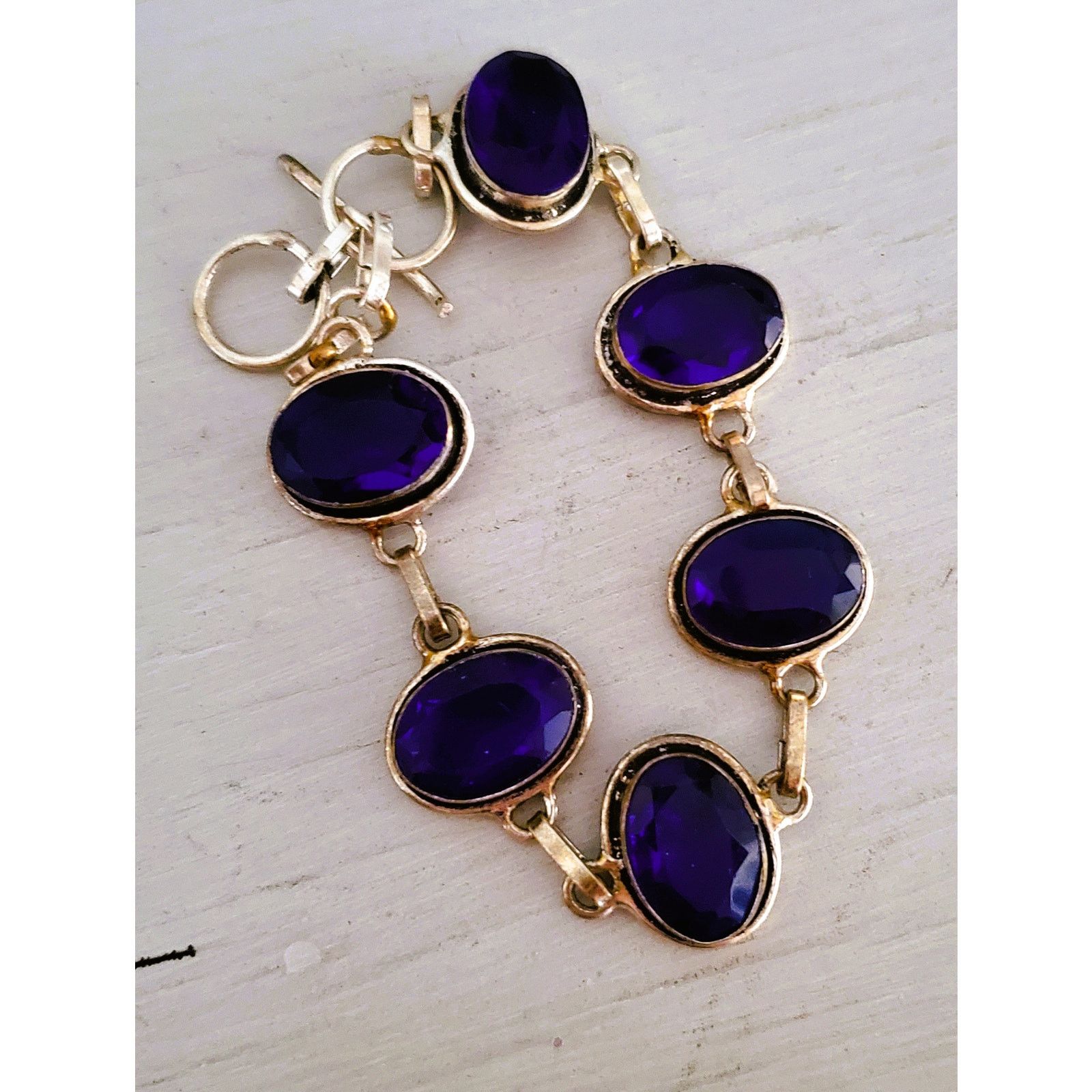 Other Sterling Silver Blue Glass Toggle Clasp Bracelet Earring Set Size ONE SIZE - 3 Thumbnail
