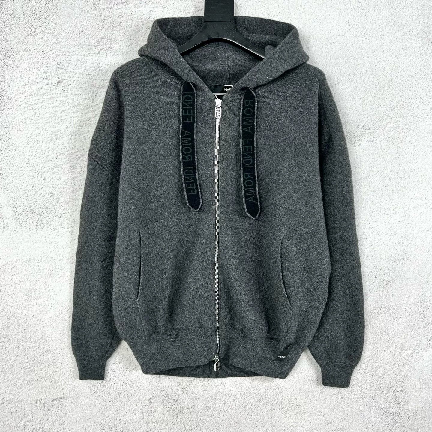 Fendi Fendi New Dark Gray Zip-Up Hooded Cardigan Size US S / EU 44-46 / 1 - 1 Thumbnail