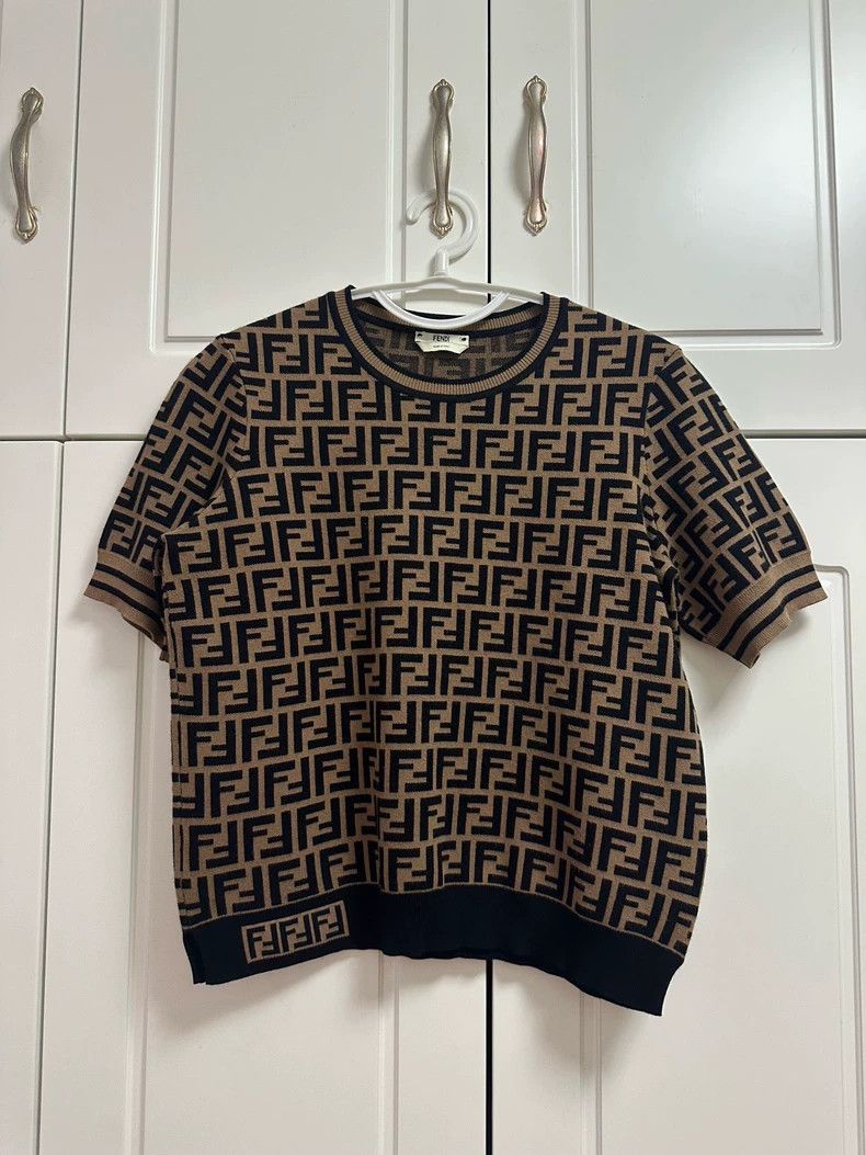 Fendi Fendi FF full-printed old-fashioned knitted short sleeves Size US S / EU 44-46 / 1 - 1 Thumbnail