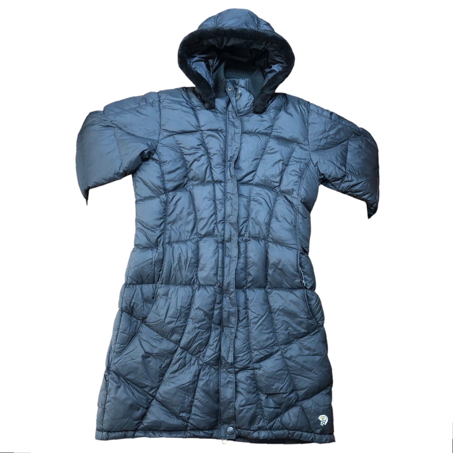 Mountain Hardwear VINTAGE Mountain Hardwear Jacket Womens S Black Full Zip Down Puffer Trench Coat Hooded Size S / US 4 / IT 40 - 2 Thumbnail