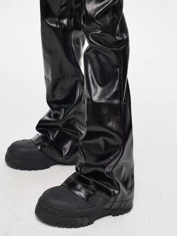 Japanese Brand × Jean High street style coated waxed glossy bootcut baggy jeans Size US 34 / EU 50 - 4 Thumbnail