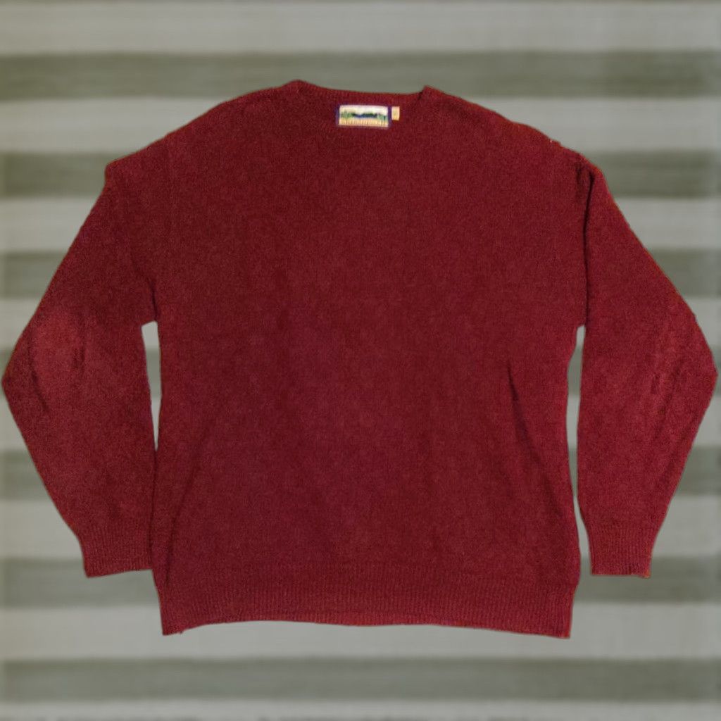 Vintage VINTAGE Shenandoah Sweater Men XLT Pullover Knit Crew Neck Burgundy Cotton Solid Logo US Made Size US XL / EU 56 / 4 - 1 Thumbnail