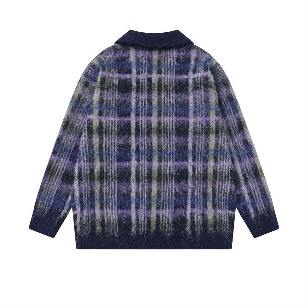 Vintage American retro loose casual plaid lapel sweater Size US M / EU 48-50 / 2 - 2 Thumbnail