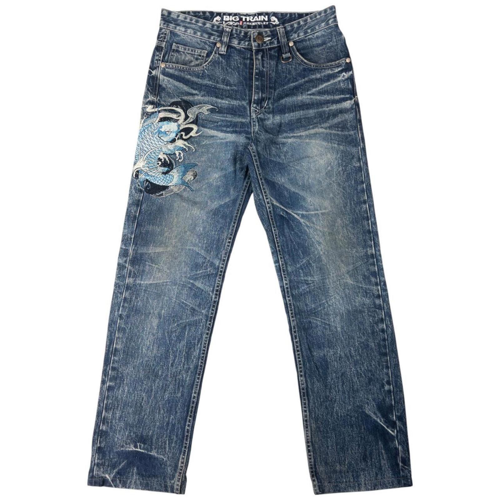 Other Vintage Big Train Koi Fish Japanese Denim Jeans Size W33 Size US 33 - 4 Thumbnail