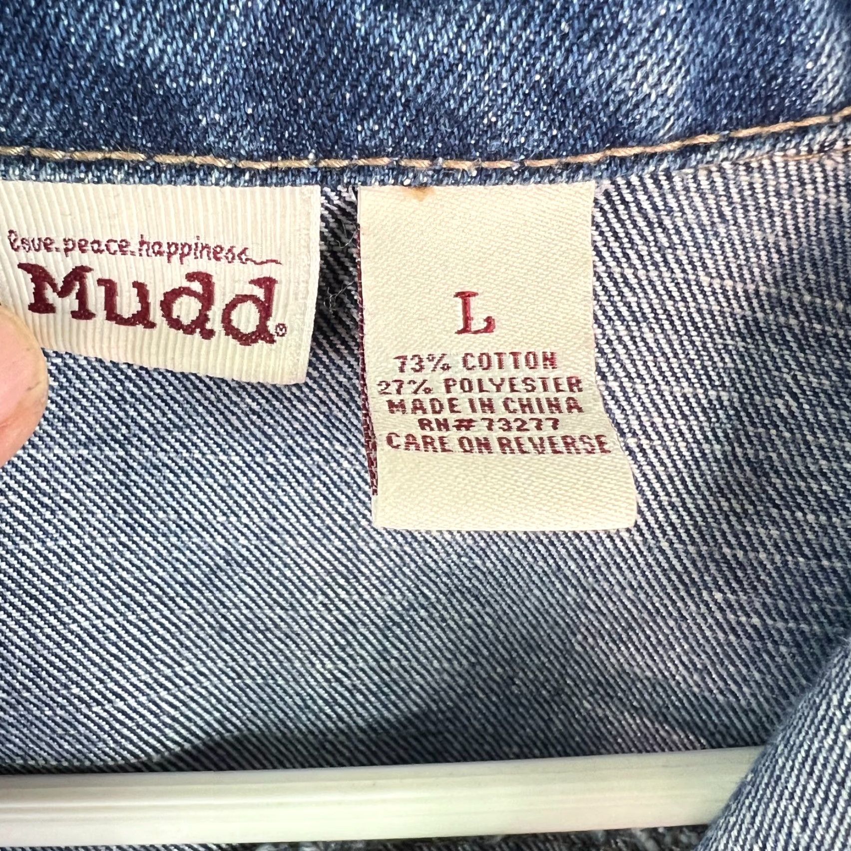 Denime Mudd Denim Jacket Distressed Blue - Jacket - Teens Large - Blue - Regular Fit - Casual Everyday - Girls Size 36" / US 14 / IT 50 - 5 Thumbnail