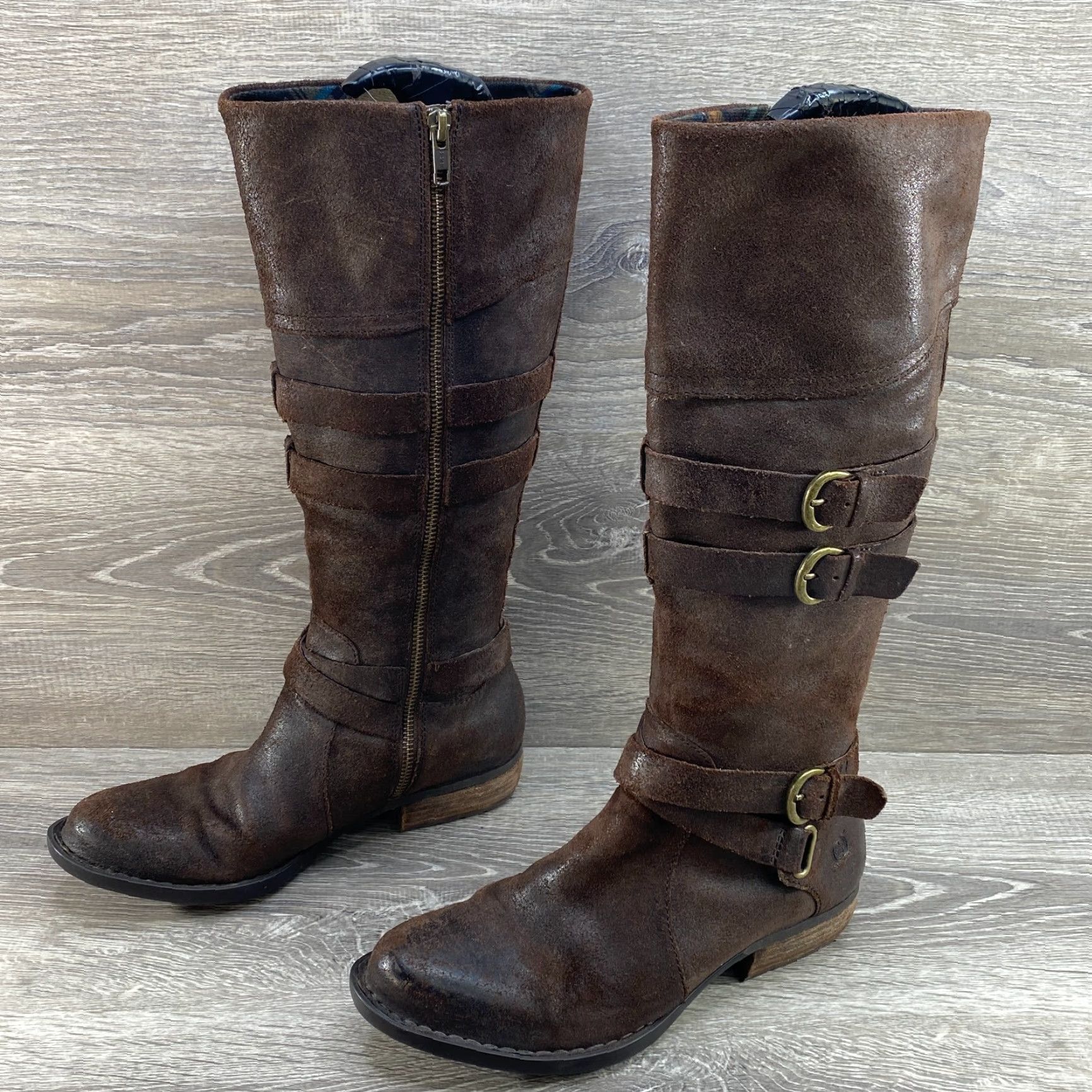 Born VINTAGE Born Women's Odom Brown Leather Tall Knee High Buckle Zip Riding Boots Size 7 M Size US 7 / IT 37 - 5 Thumbnail