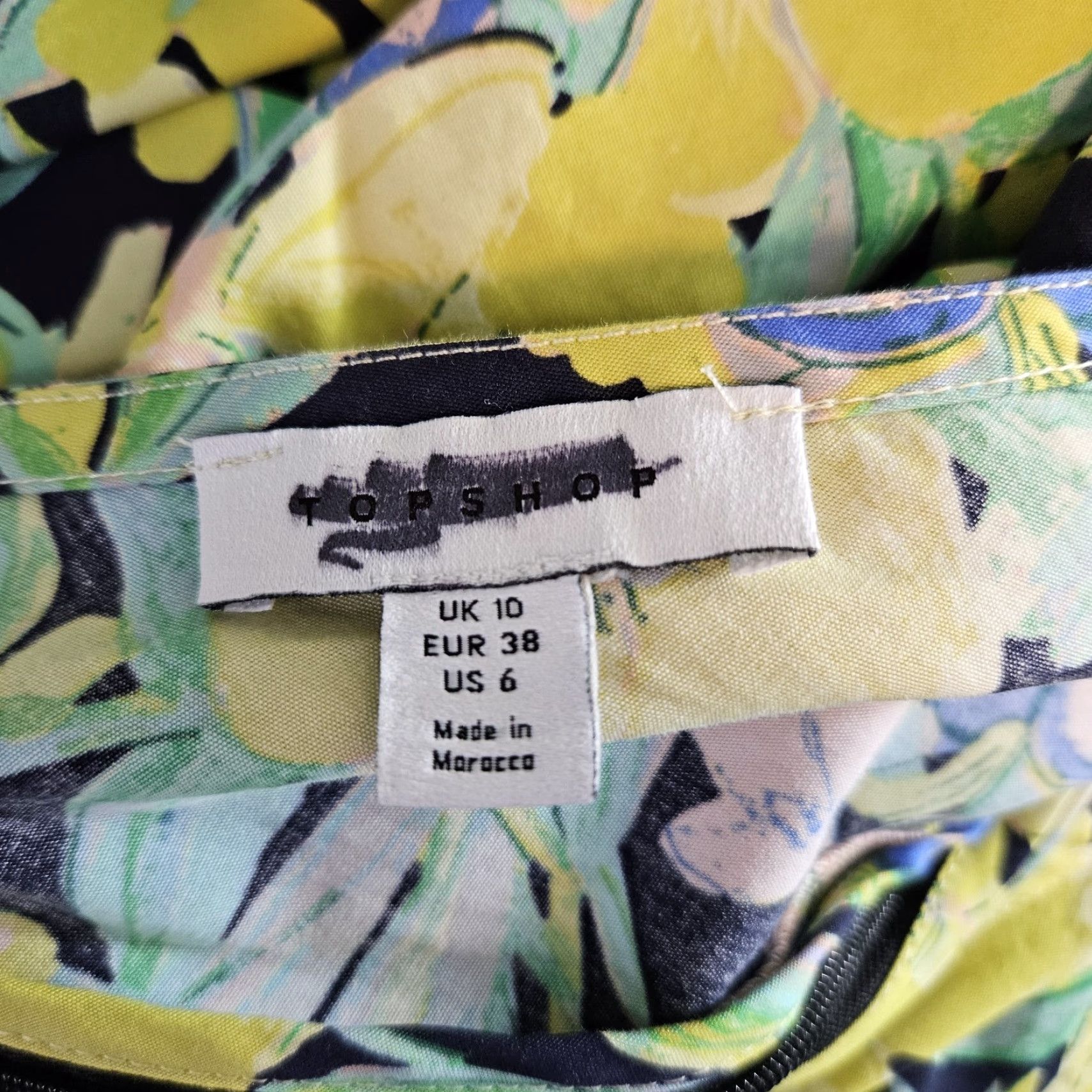 Topshop Topshop Womens Dress Sz 6 Green Yellow Floral Sleeveless Cotton Mini Dress Womens Topshop Size 6 Green Floral Sleeveless Cotton Short Dress Size M / US 6-8 / IT 42-44 - 7 Thumbnail