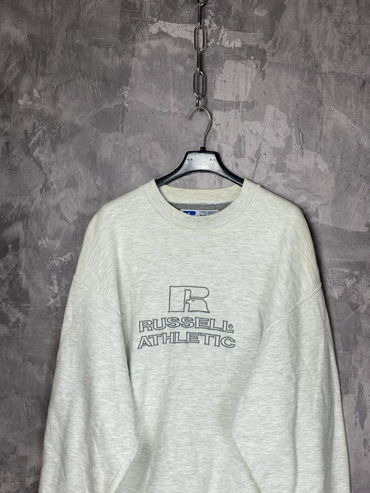 Russell Athletic × Vintage Vintage Russell Athletic Big Logo Light Grey Sweatshirt Size US M / EU 48-50 / 2 - 2 Thumbnail
