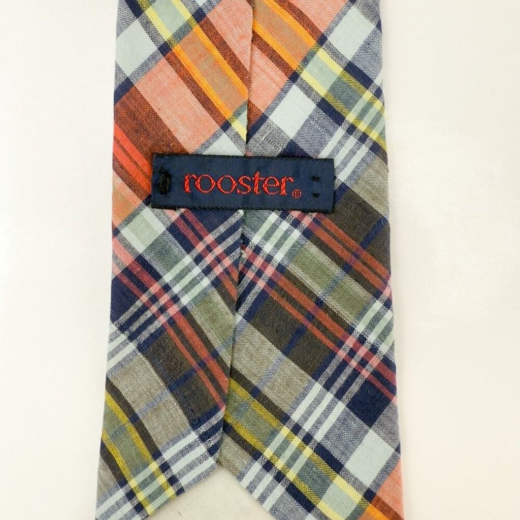 Vintage ROOSTER 70's 80's Assymetrical Barbour's Plaid Rainbow Tie Size ONE SIZE - 3 Thumbnail