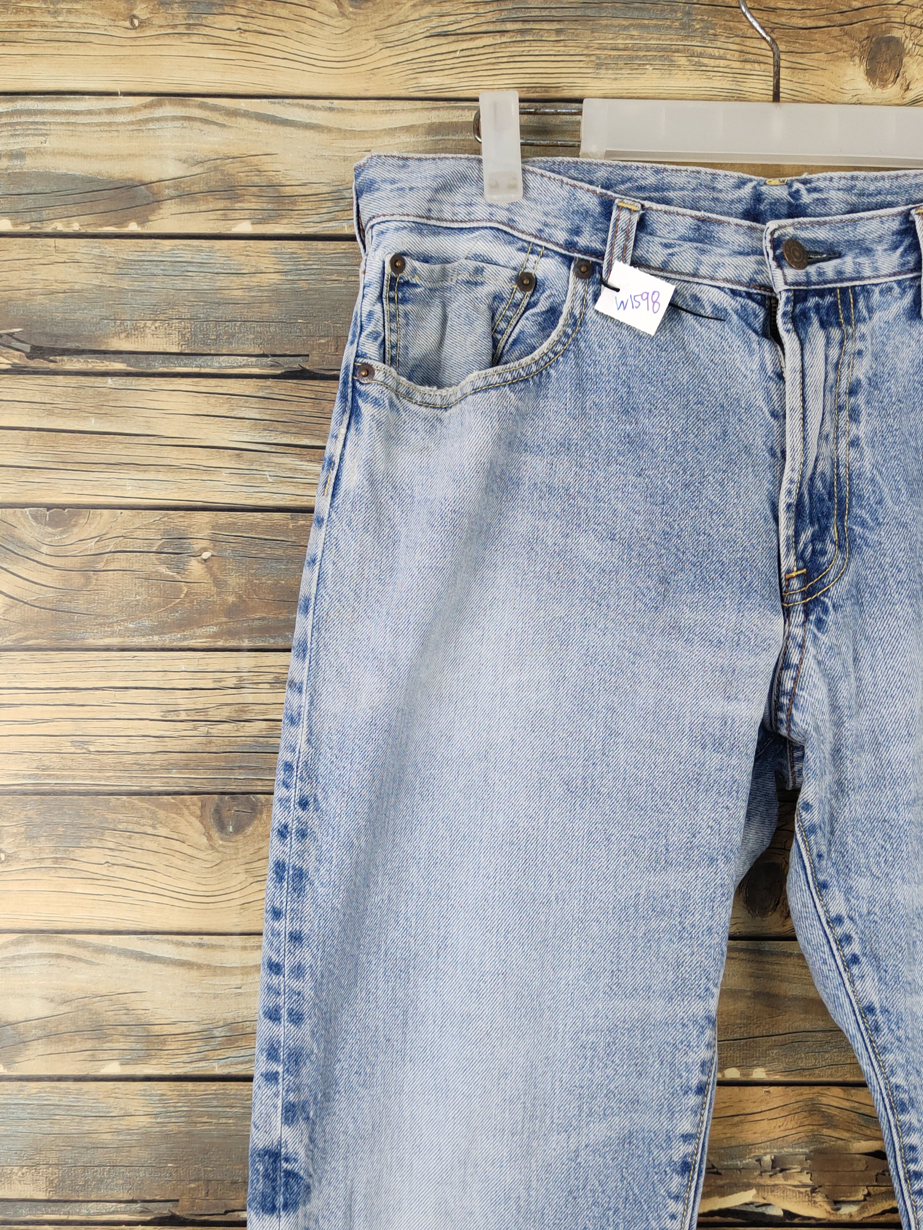 GU GU Light Blue Distressed Ripped denim Jeans #W1598 Size US 32 / EU 48 - 3 Thumbnail