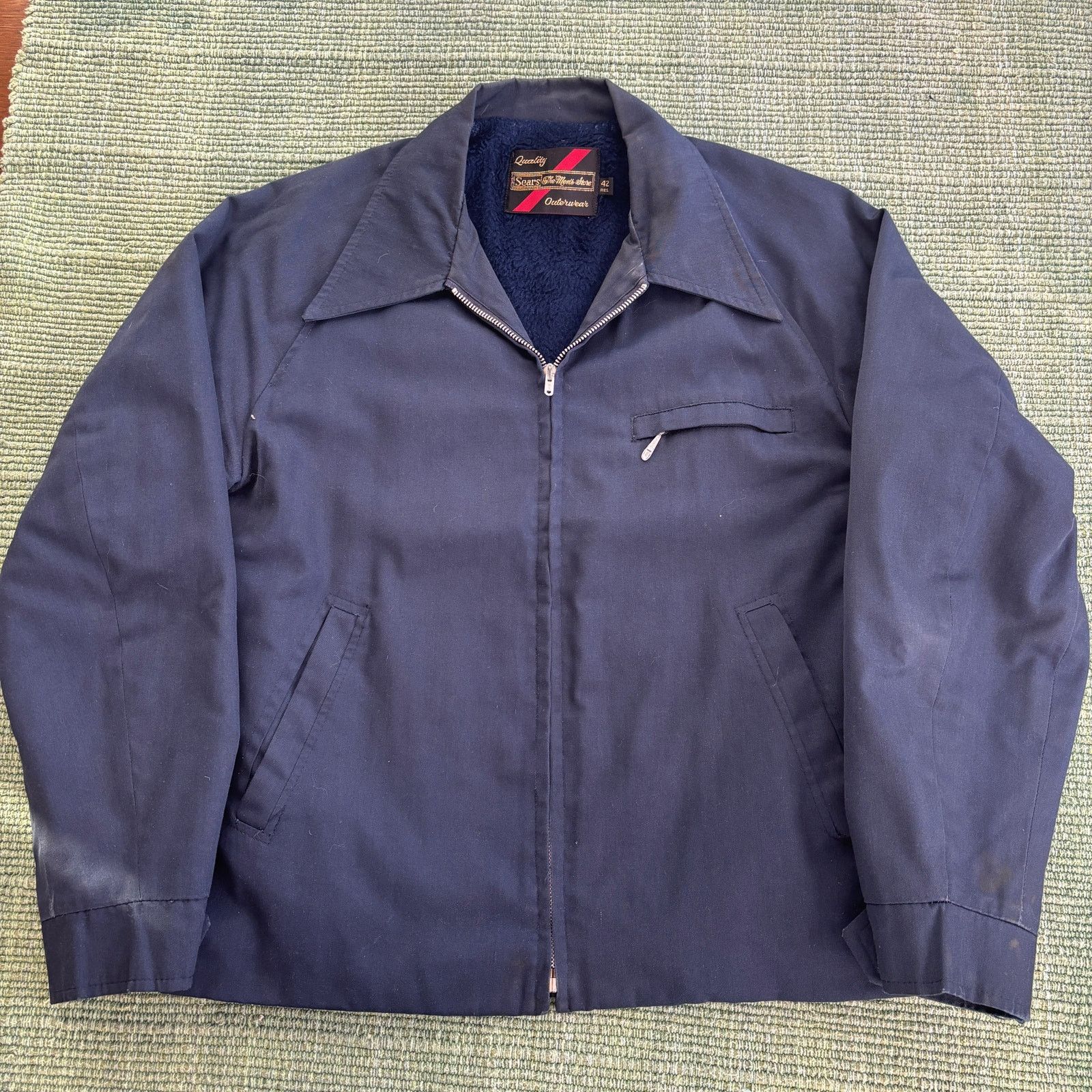 Sears × Vintage Vintage 70s Sears faux fur lined collared bomber jacket Size US L / EU 52-54 / 3 - 1 Thumbnail