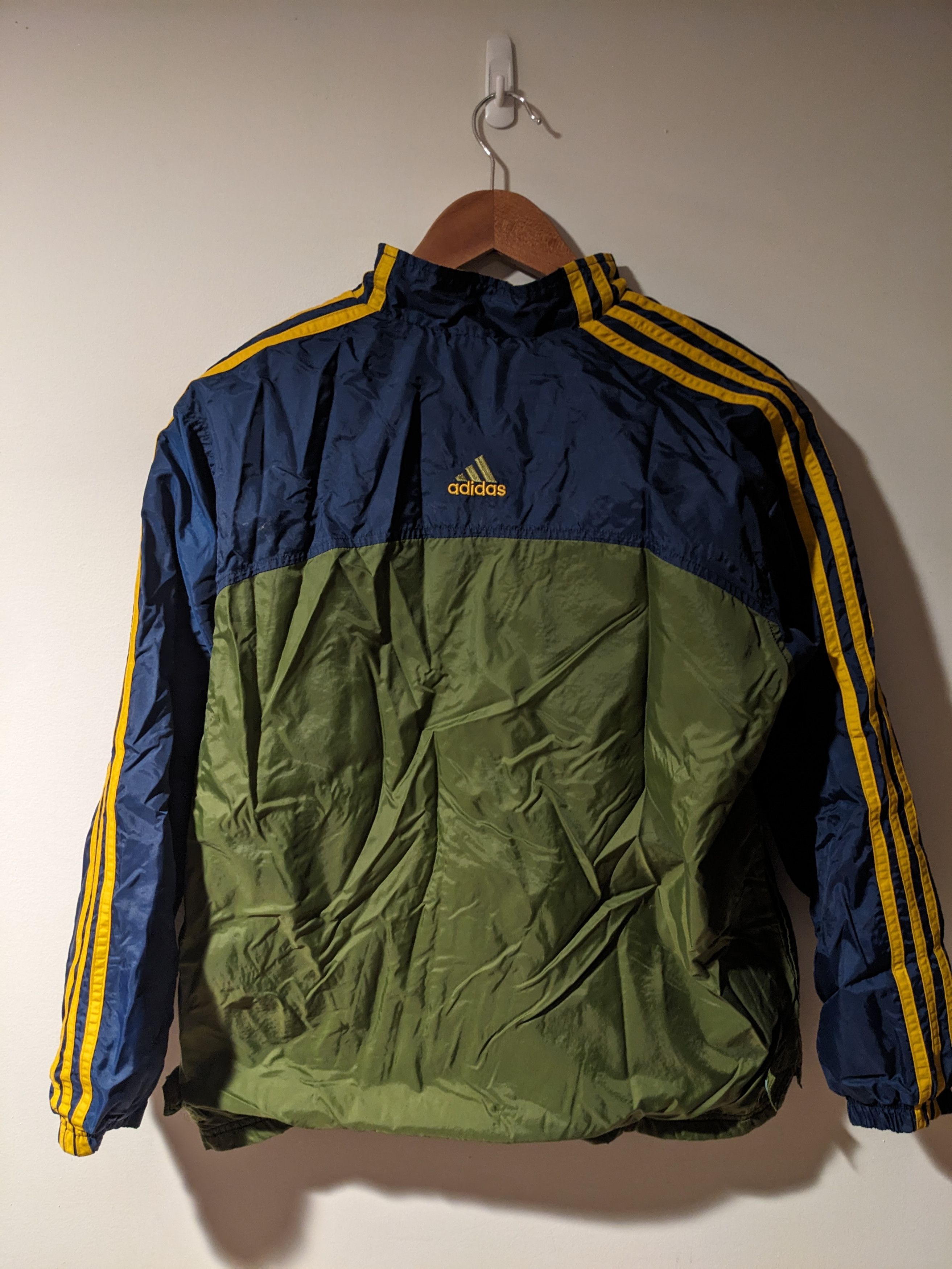Adidas × Vintage Vintage 90s Adidas Green Kids Large Full Zip Windbreaker Size US L / EU 52-54 / 3 - 4 Thumbnail