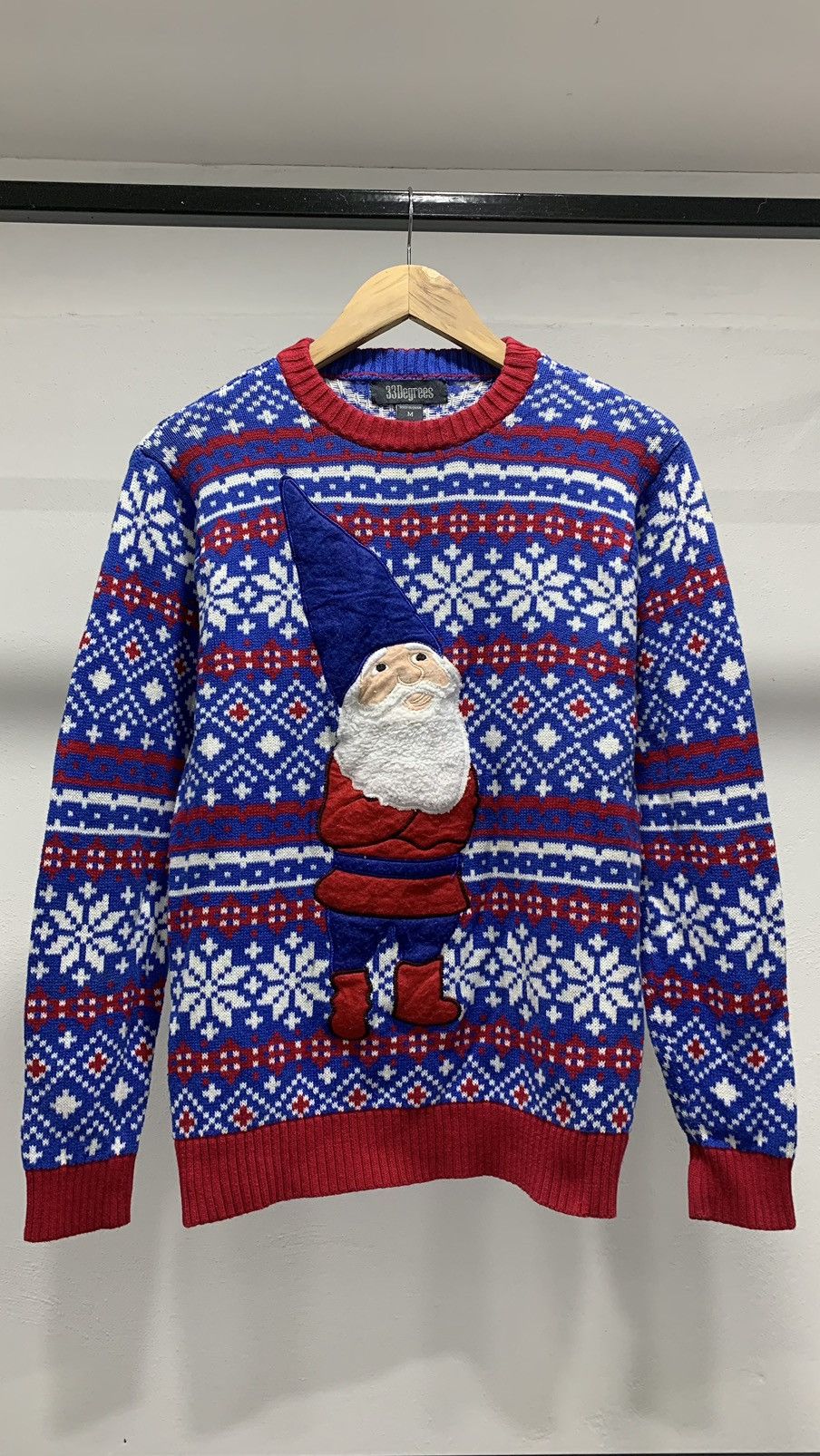 image of Aran Isles Knitwear x Archival Clothing Vintage Santa Claus Ugly Knitwear Sweater in Blue (Size Med