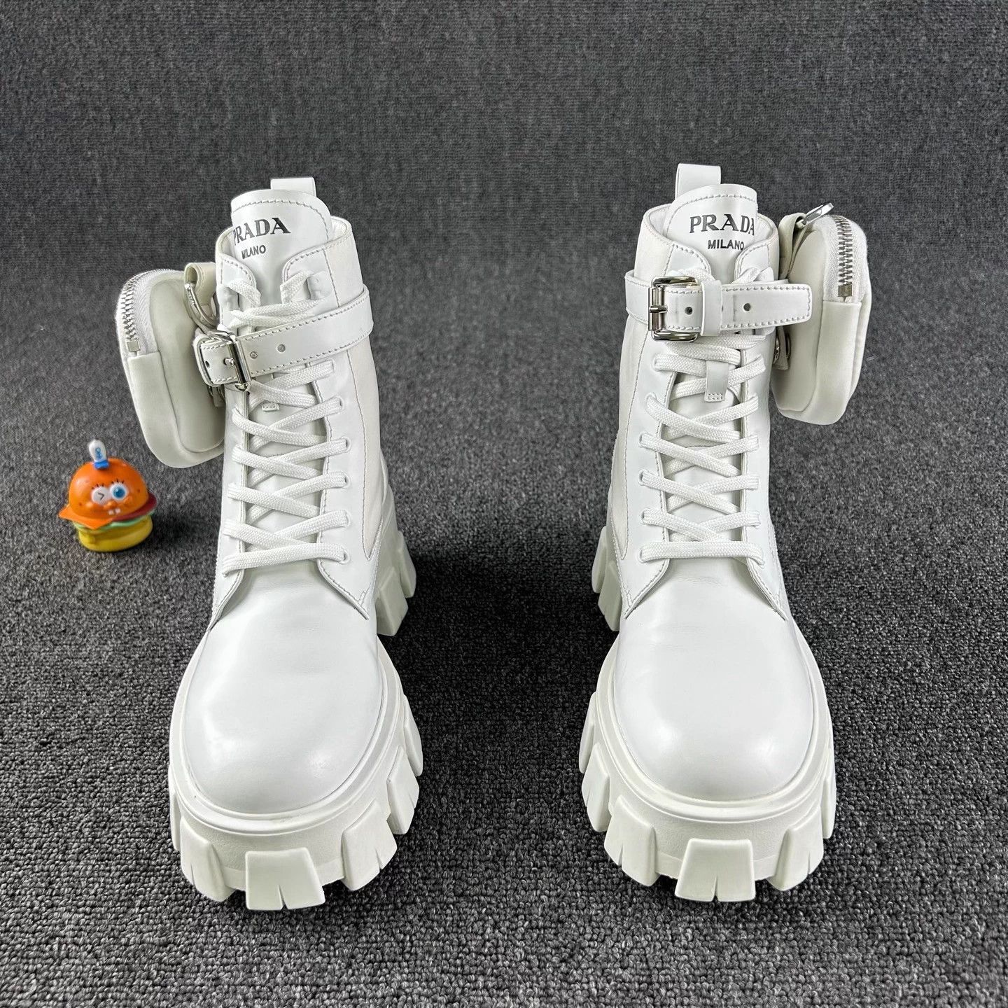 Prada Style: Prada White Platform Martin Boots Size US 5.5 / IT 35.5 - 1 Thumbnail