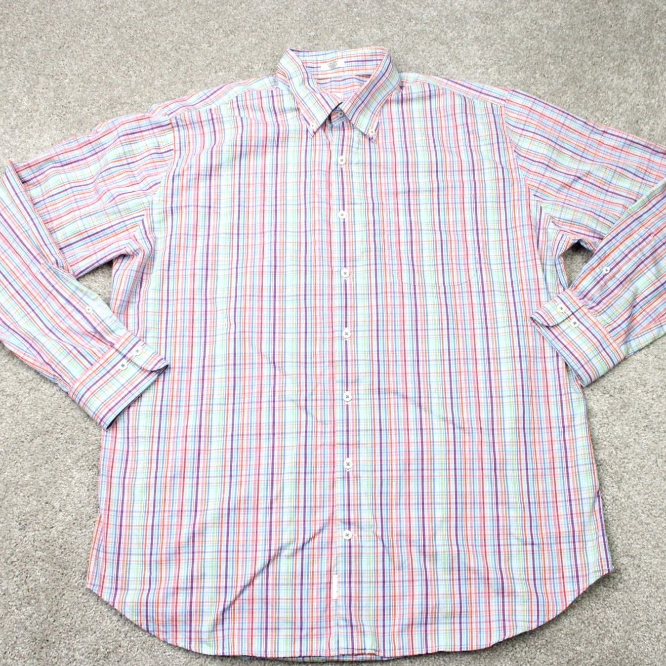Peter Millar Peter Millar Shirt Men XL Blue/Orange/Purple 100% Cotton Long Sleeve Button Down Regular Fit Shirts Mens XL Blue Purple Orange Check Pattern Button-Up Size US XL / EU 56 / 4 - 2 Thumbnail