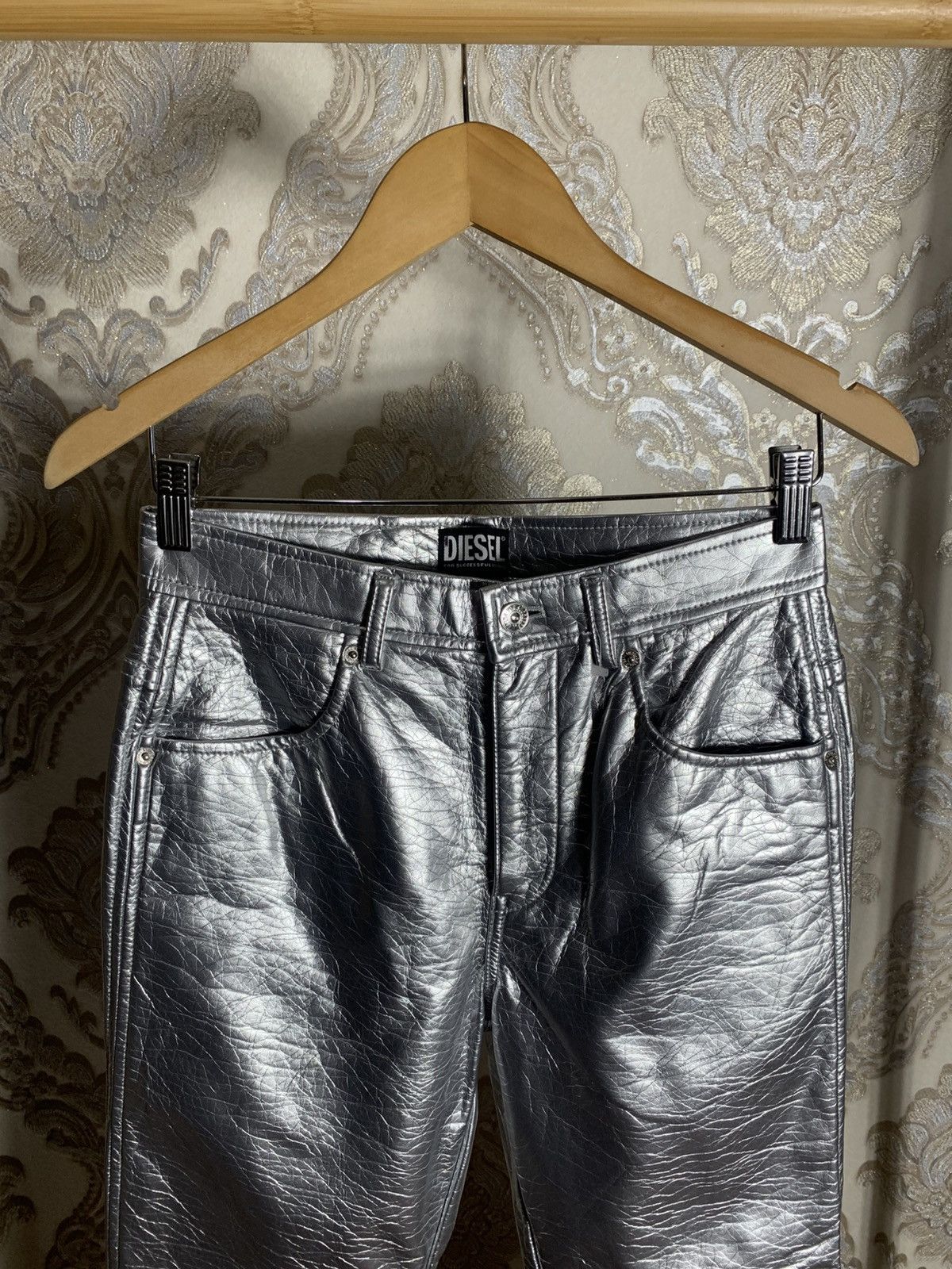 Diesel Black Gold VINTAGE DIESEL DESIGNER P-ARCY PANTS SILVER JAPAN STYLE Y2K Size 27" / US 4 / IT 40 - 2 Thumbnail