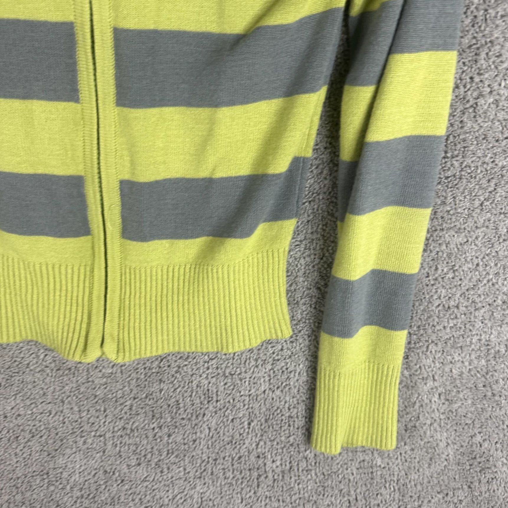Lacoste Lacoste Womens Small Green Gray Stripe Collared Full Zip Knit Sweater Cardigan Size S / US 4 / IT 40 - 3 Thumbnail