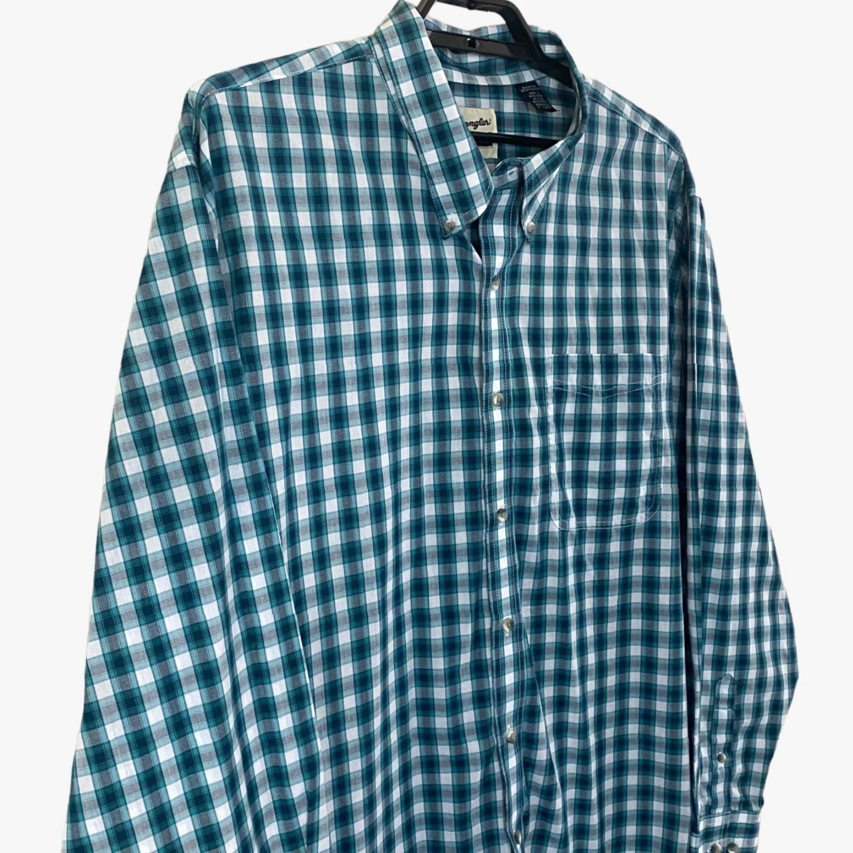 Wrangler VINTAGE Wrangler Riata Western Plaid Button-Down Shirt Teal Blue Men's 3X Cowboy Size US XXL / EU 58 / 5 - 4 Thumbnail