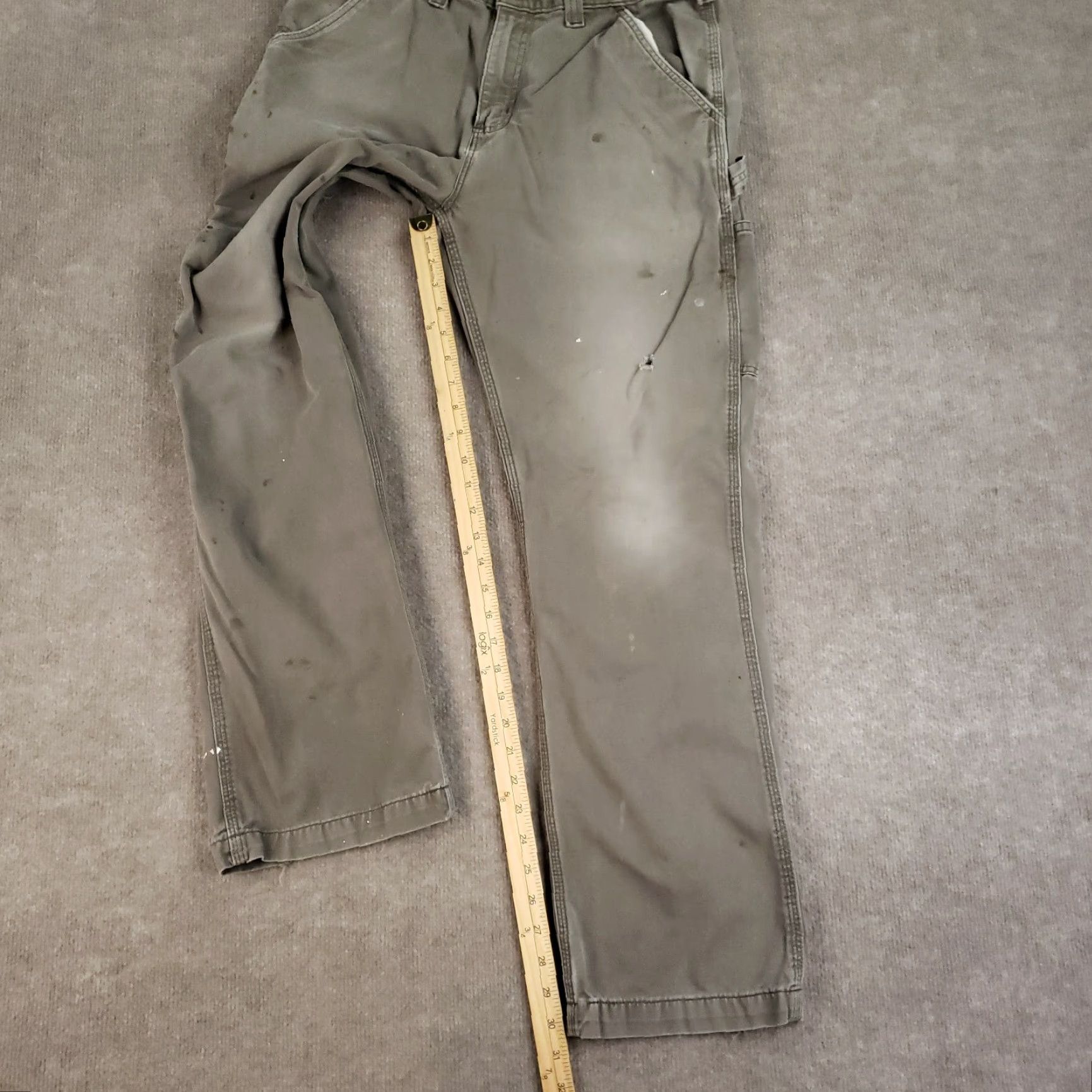 Carhartt Carhartt Carpenter Pants Men 34x32 Green Distressed Paint Relaxed Workwear Straight 5-Pocket Mens Size US 34 / EU 50 - 2 Thumbnail
