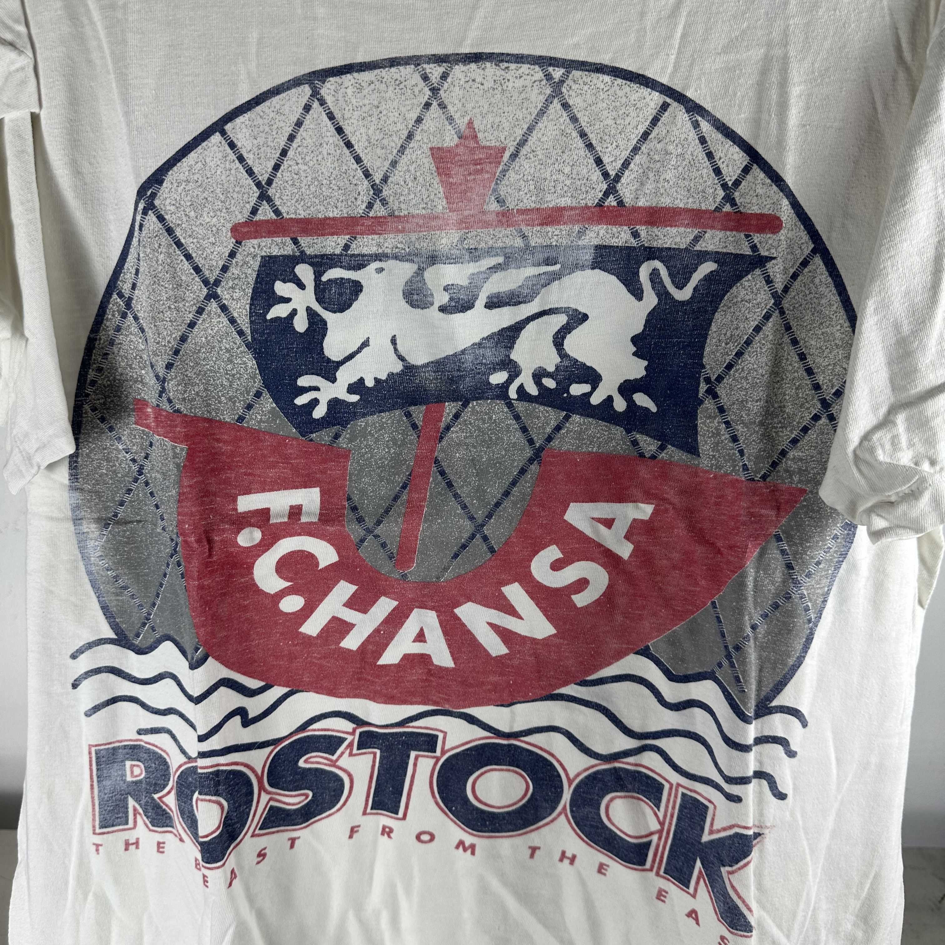 Vintage 90s FC Hansa Rostock The Beast From the East Soccer T-shirt Size US XL / EU 56 / 4 - 2 Thumbnail