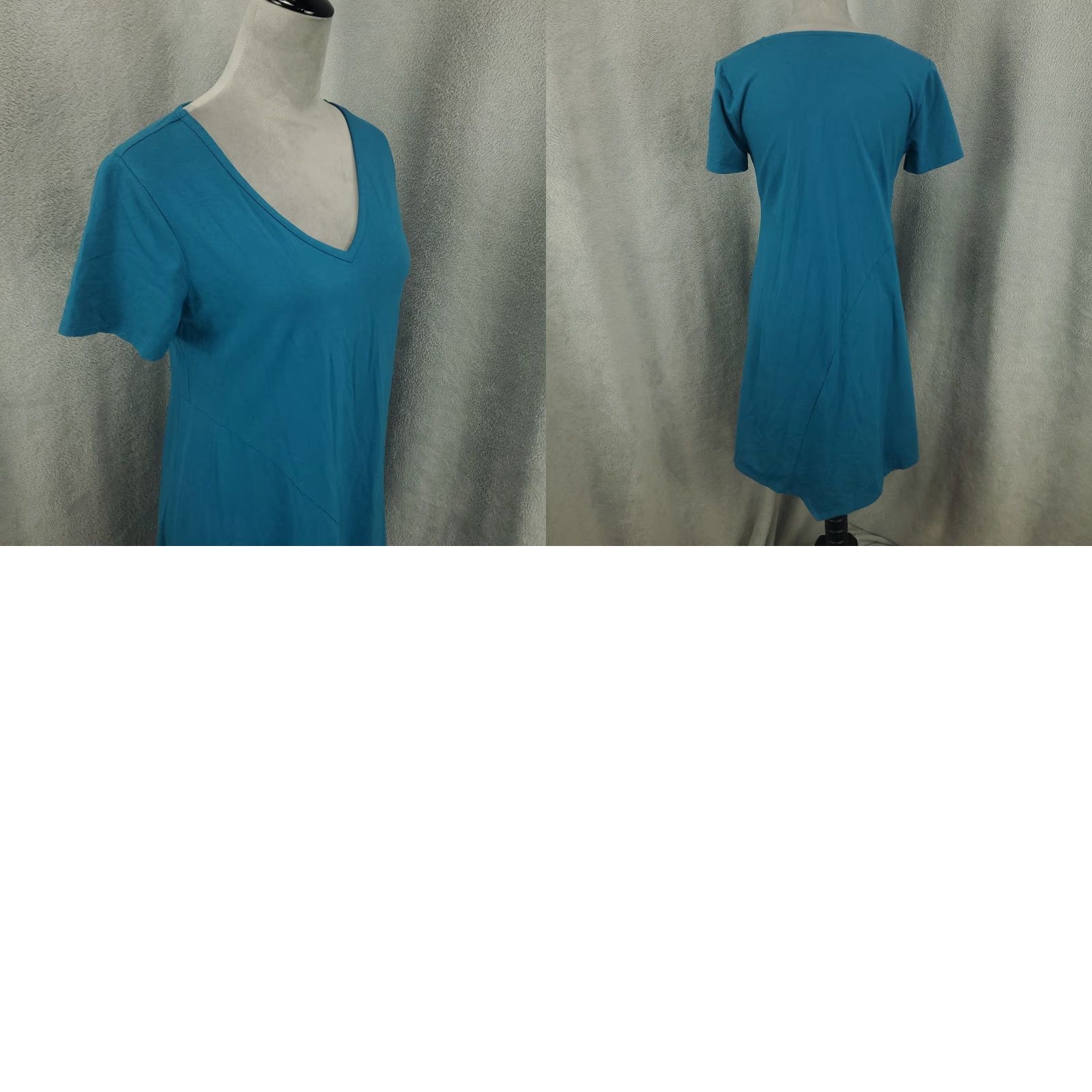 Soft Surroundings Soft Surroundings Dress Womens Small Blue Green Asymmeti Hem V Neck Short Sleeve Dress Size 28" / US 6 / IT 42 - 8 Thumbnail