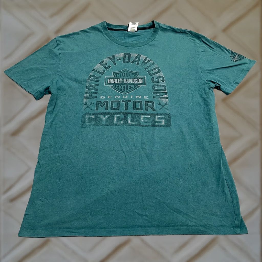 Harley Davidson Harley-Davidson Shirt Mens Large Green 90s Biker Motorcycle Graphic Print Crew Neck Tee Size US L / EU 52-54 / 3 - 1 Thumbnail