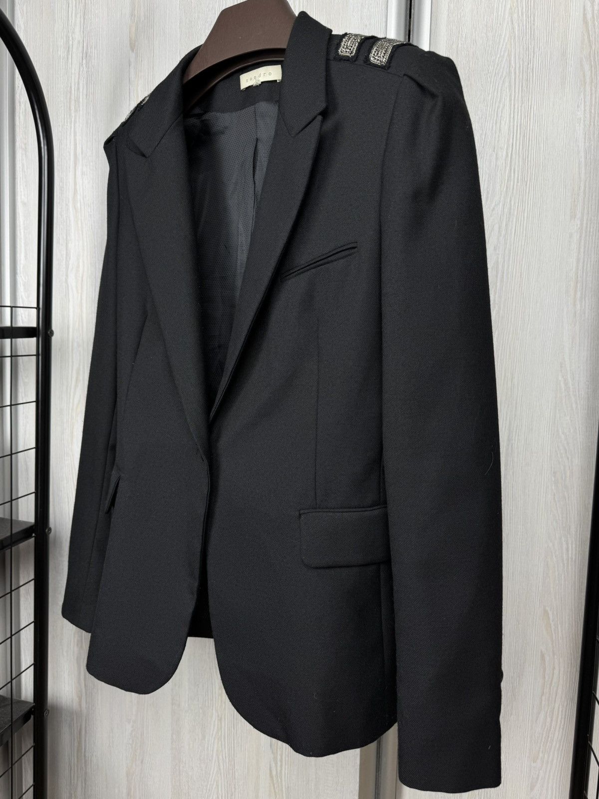 Sandro Sandro Paris black wool blend 1 button blazer Size M / US 6-8 / IT 42-44 - 6 Thumbnail