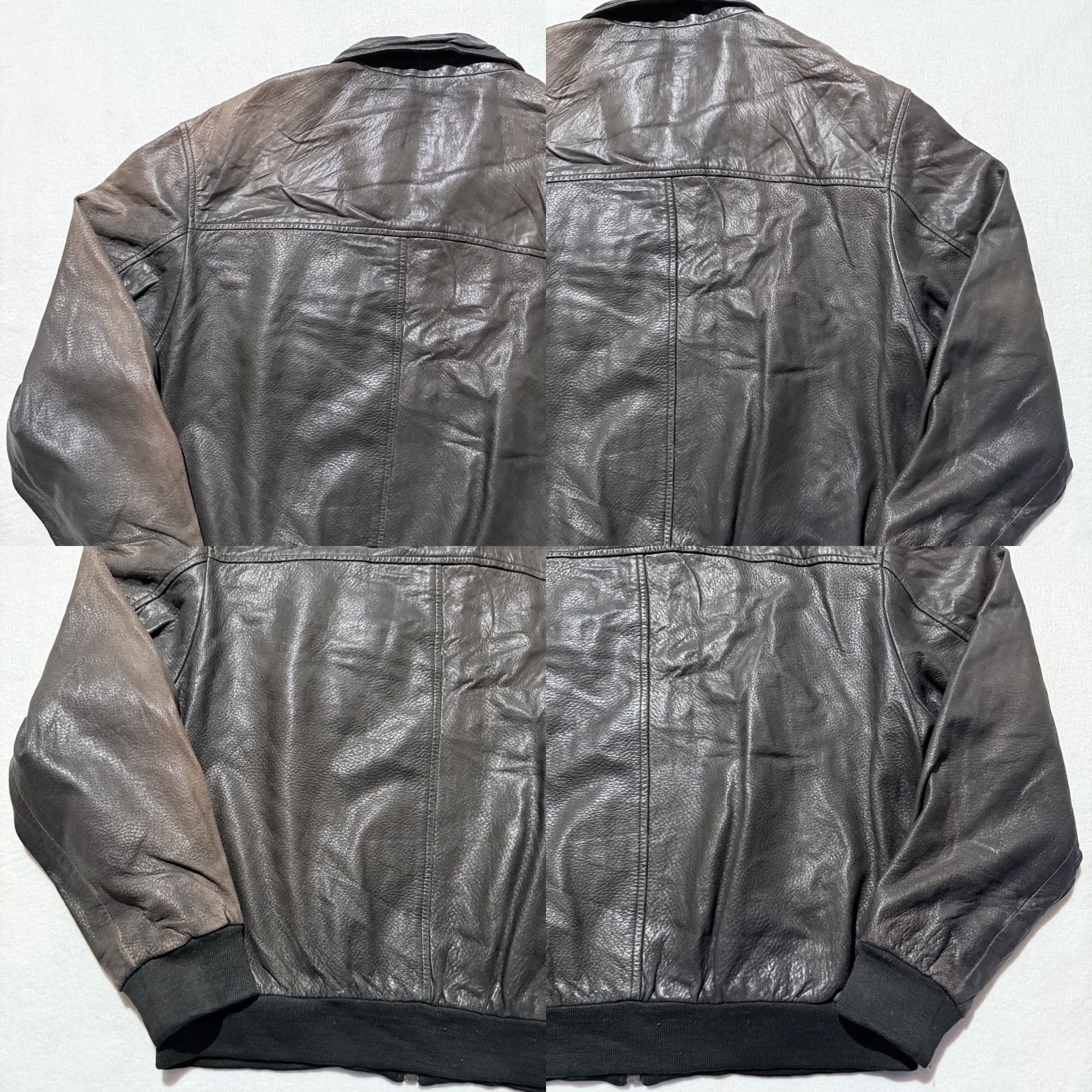 Vintage VINTAGE Mauritius Distressed Leather Full Zip Bomber Jacket Men's Black Retro Biker Jacket/Coat Size US XL / EU 56 / 4 - 8 Thumbnail