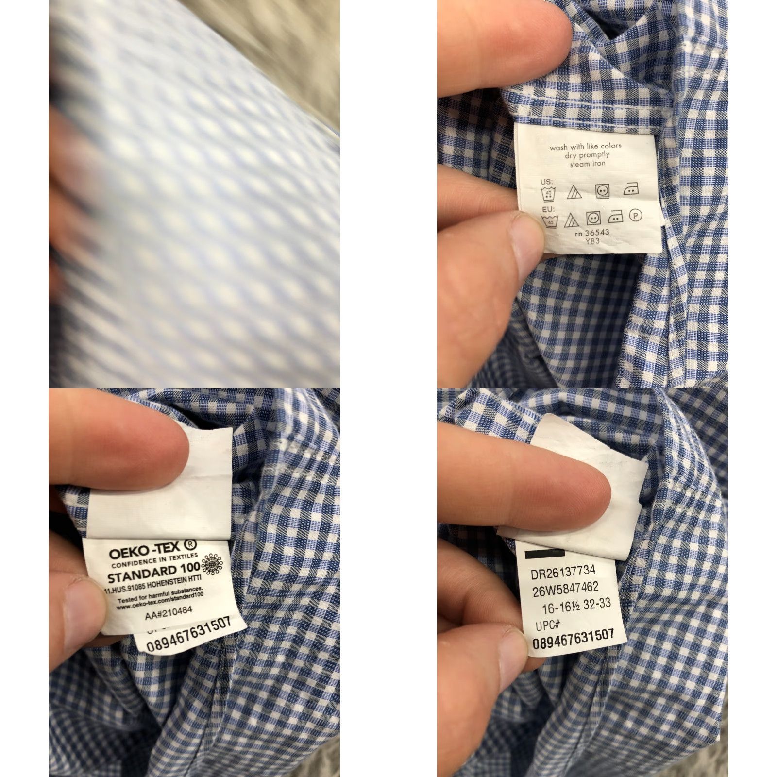 Arrow Arrow Shirt L Mens Long Sleeve Button Down Collar Blue Gingham Check Size US L / EU 52-54 / 3 - 8 Thumbnail