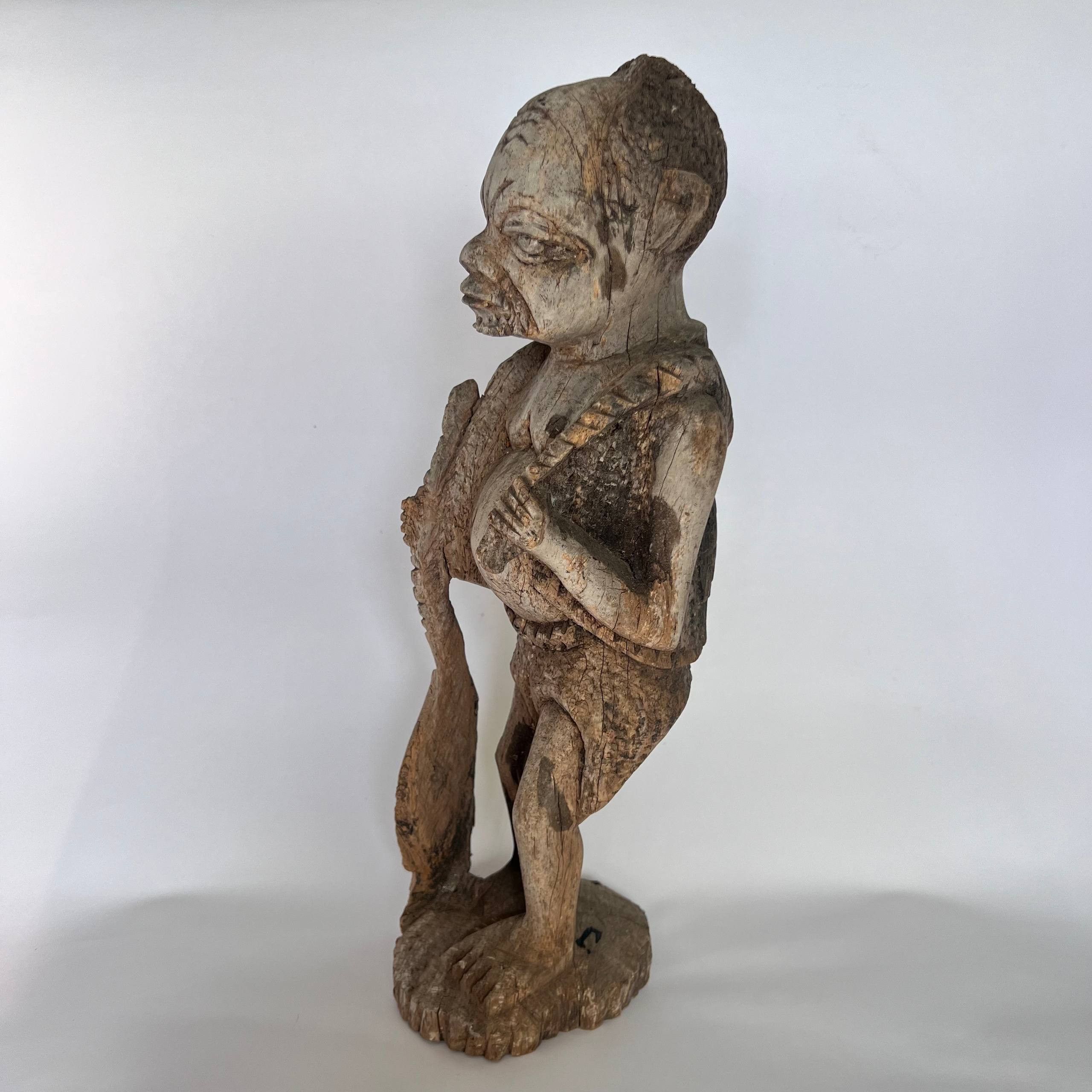 Vintage Vintage Hand-Carved African Tribal Man Wood Statue Figure Size ONE SIZE - 2 Thumbnail
