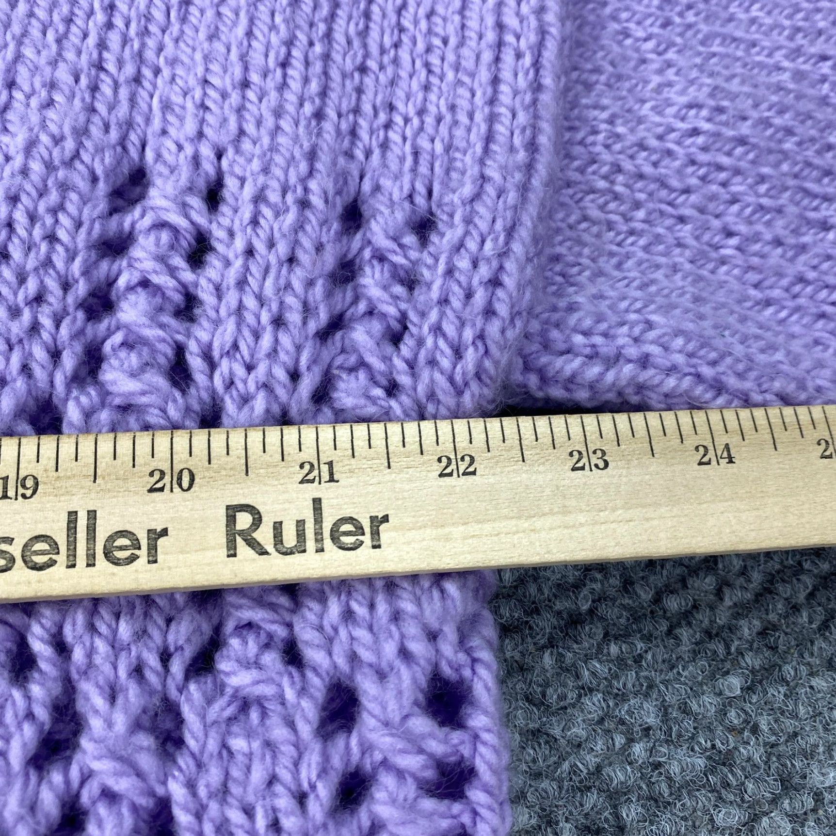 Vintage HANDMADE KNIT Sweater V-Neck Open-Knit Pullover One Size Purple Women Size ONE SIZE - 7 Thumbnail