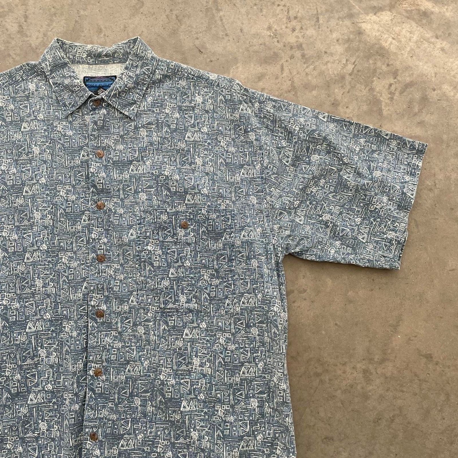 Vintage Vintage Shah Safari Blue Patterned Button Up Shirt Size US M / EU 48-50 / 2 - 3 Thumbnail