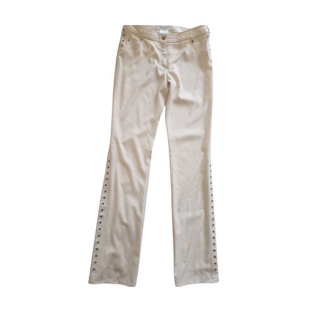 image of Christian Dior Monsieur Christian Dior Vintage 2000S Women's White Trousers Uk 12 (Size 30)