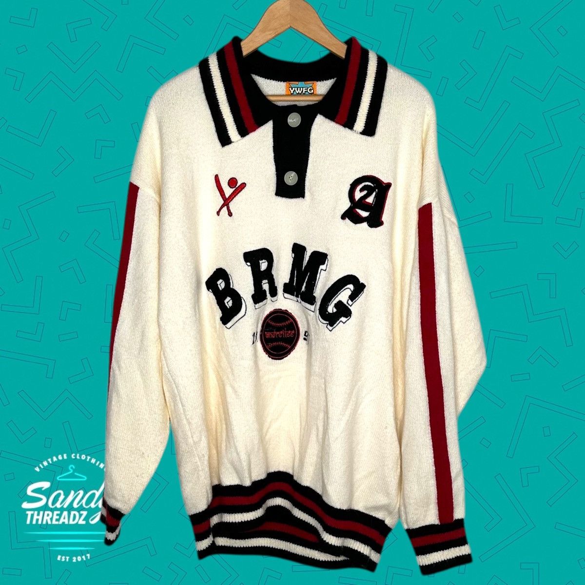 Vintage Vintage YWFG Collared Pullover Sweater Size US XL / EU 56 / 4 - 3 Thumbnail