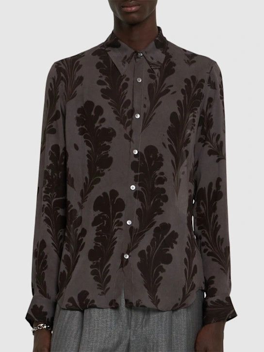 Dries Van Noten o1lsvrm0425 Printed Shirt in Grey Size US L / EU 52-54 / 3 - 3 Thumbnail